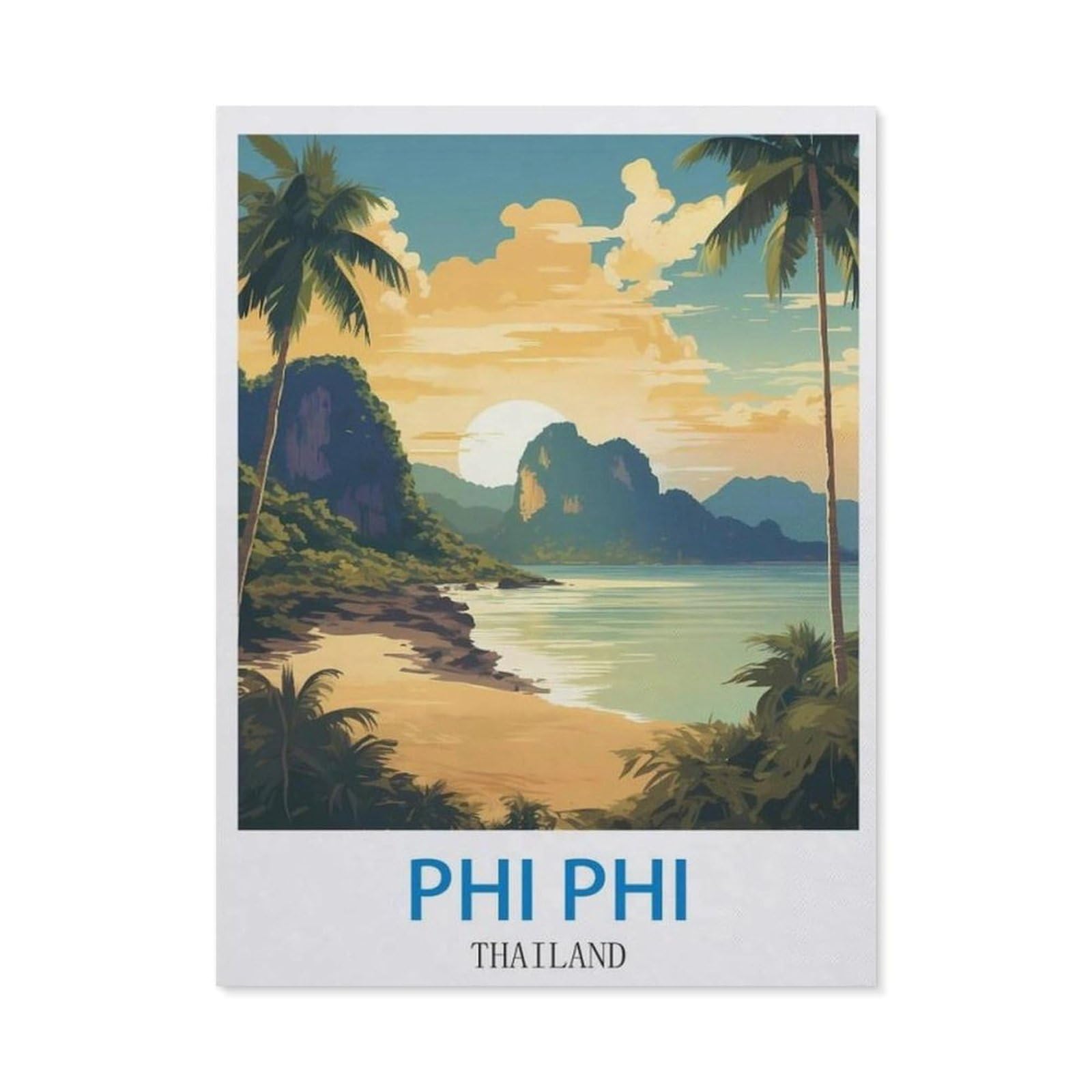 BEAYODKP Full Diamond 5D DIY Diamond Painting，Phi Phi Thailand，3D Diamond Embroidery Cross Stitch Mosaic Needle Works（50 x 60 cm/19.68 x 23.62 inches）-CJ68