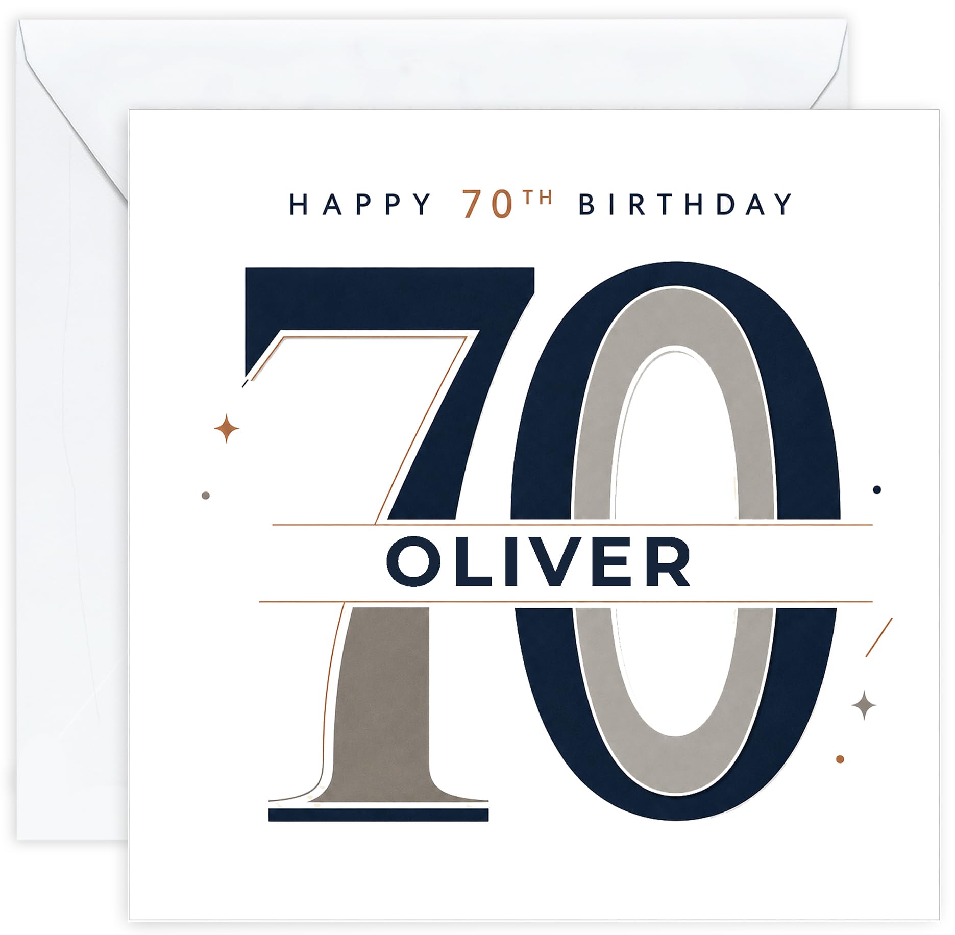 Personalised 70th Birthday Card for Him | Seventieth Birthday Card for 70 Year Old Men | Husband Dad Grandad Brother Friend | Male Birthday Card with Name (Design 09)
