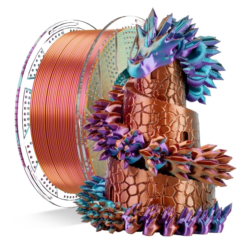 Image of Chitu Systems Conjure Tricolor Silk PLA Filament, Christmas Purple Orange Sky Blue Filament, Reusable Spool Compatible with Bambu Lab Refill Filament, Diameters 1.75±0.02 mm 1KG /2.2lb
