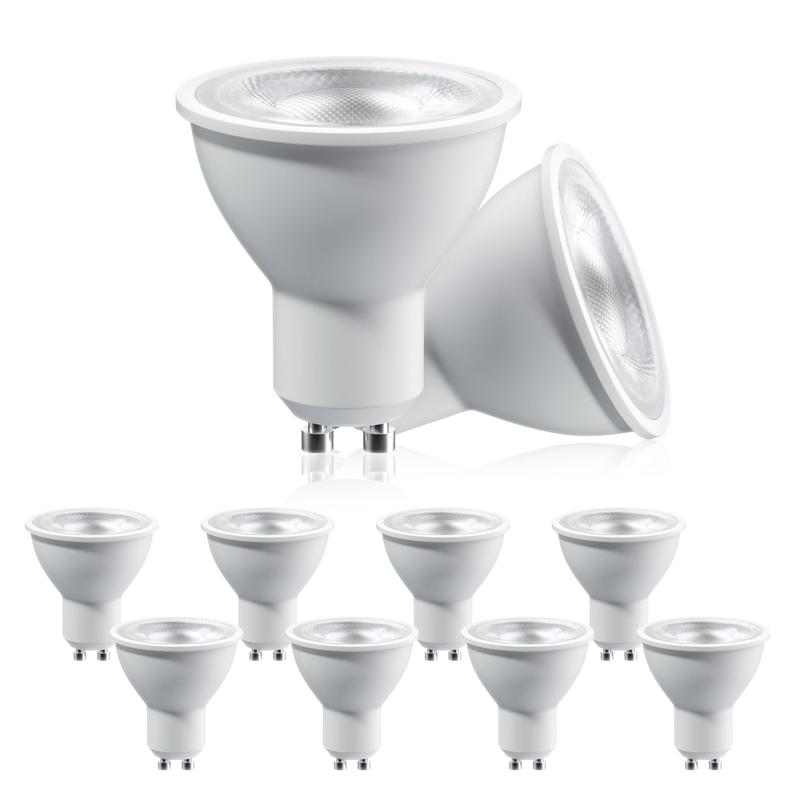 Sparkling Wonderful GU10 LED Bulbs, 10-Pack 7W (70W Halogen Equivalent) Dimmable LED Lights, 6500K Daylight White, 630LM Recessed Base Bulb for Living Room, Bedroom, Washroom