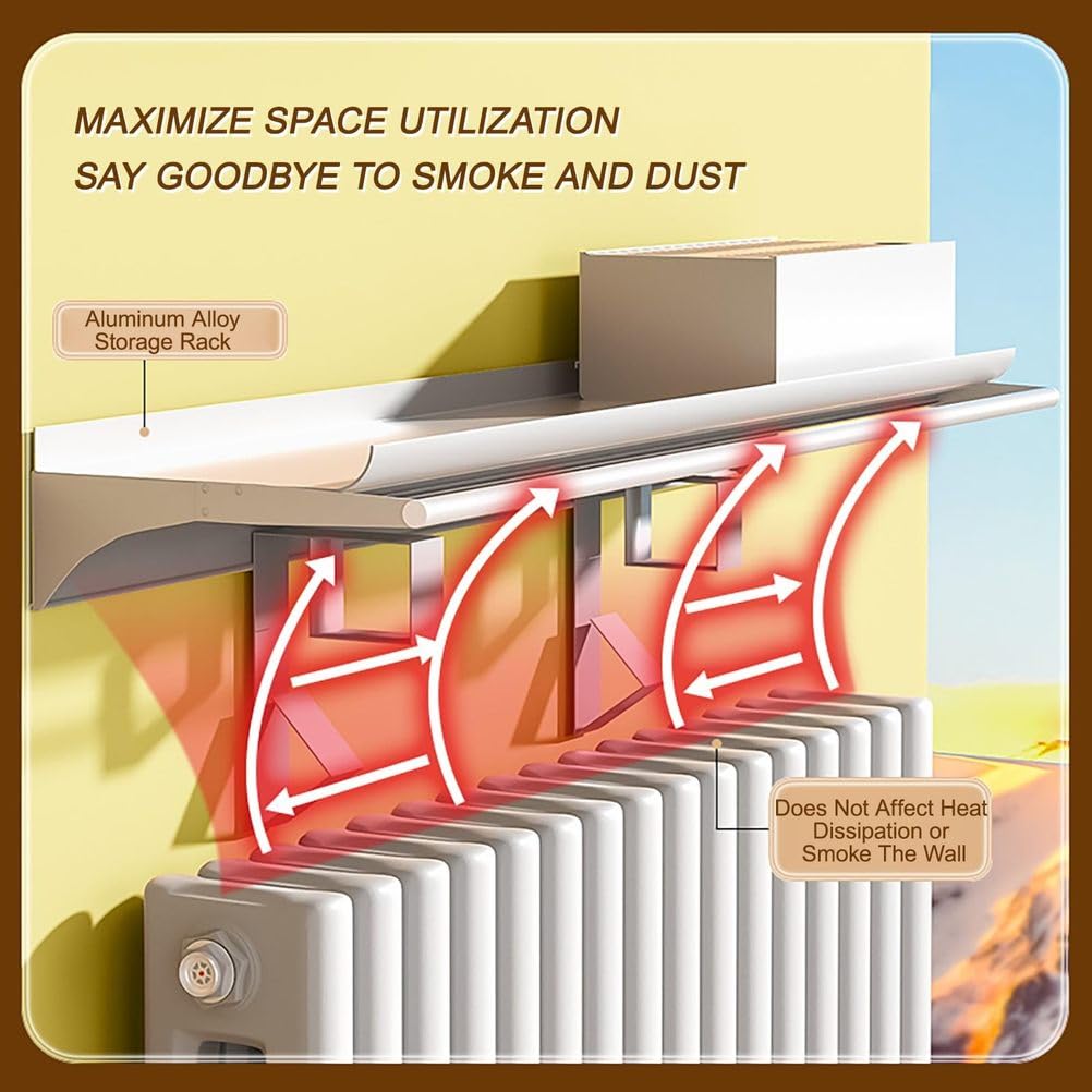 Étagère Murale Flottante pour radiateur, en métal, Anti-poussière et Anti-fumée, Cache-radiateur pour Salon et Chambre, supporte Les Charges importantes,20 * 80cm/5.5 * 31.5in