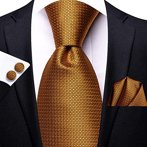 Image of Hi-Tie 3 Pcs Gift Box Mens Tie Set Necktie with Pocket Square Cufflinks Lapel Pin Silk Neck Tie Collection