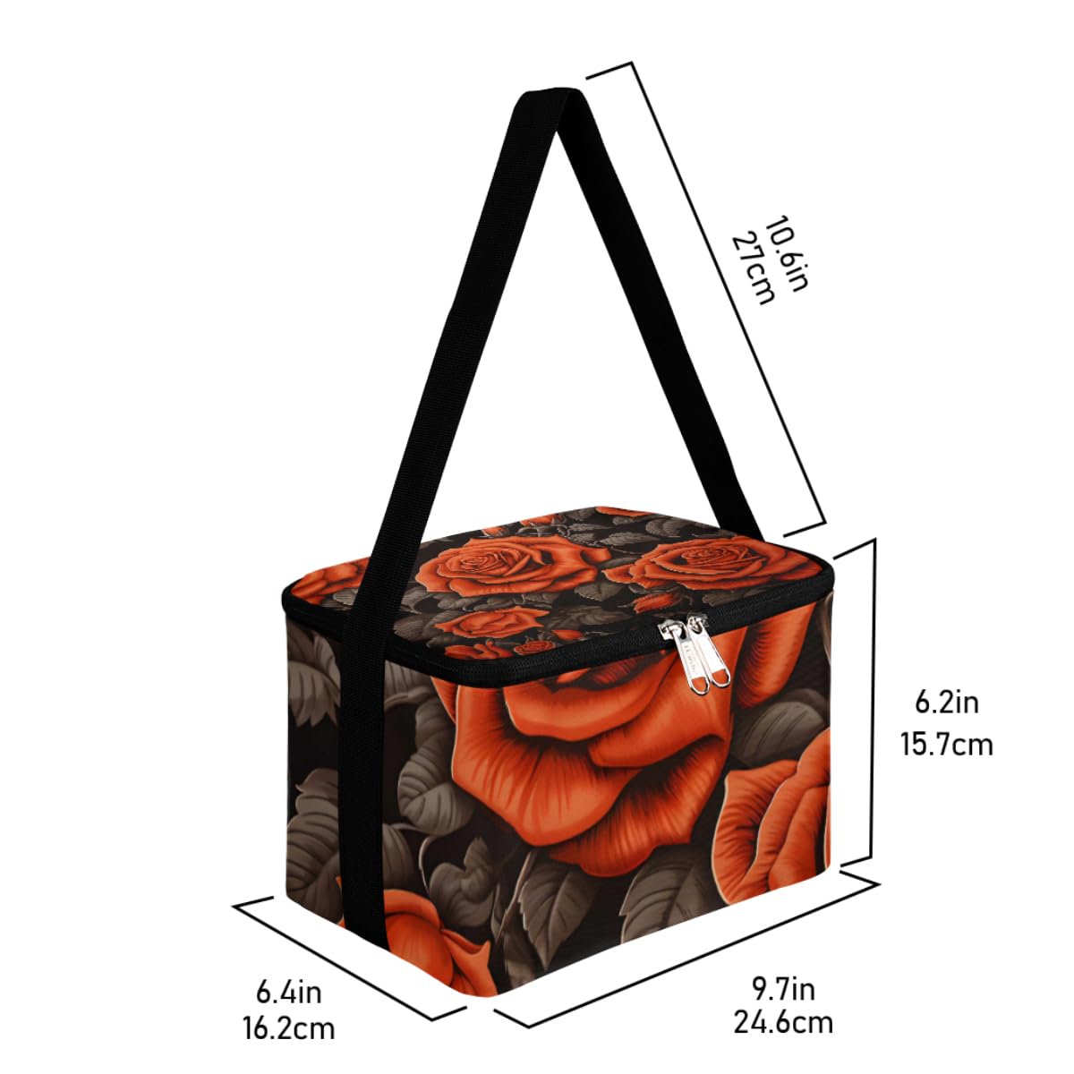 Lunch Bags for Women Men 9 Cans,Roses Hot & Cold Food Delivery Bag Insulated Grocery Bag Insulated Lunch Box Beautiful Rose Cooler Bag for Office Work Picnic Beach