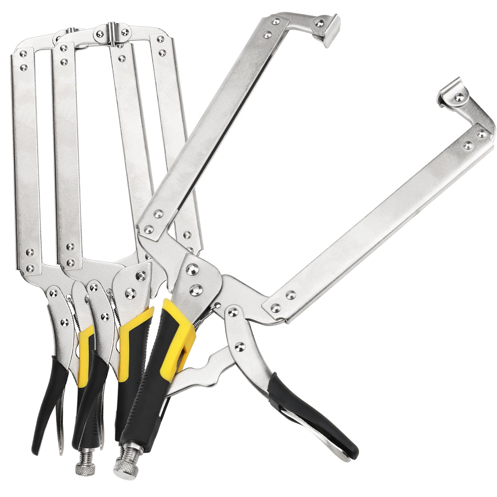 JOIKIT 3PCS 18 Inch Large C Clamp Locking Pliers with Swivel Pads, Adjustable Welding Pliers, Vise Grip for Woodworking Carpentry, Welding, Electrical