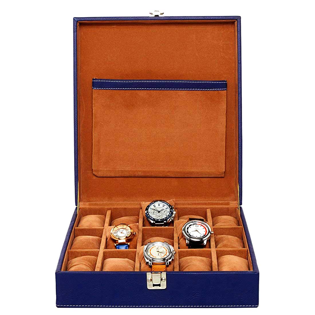 Leather Gifts Rich PU Leather 15 Slots Watch Box Amazon.in Watches