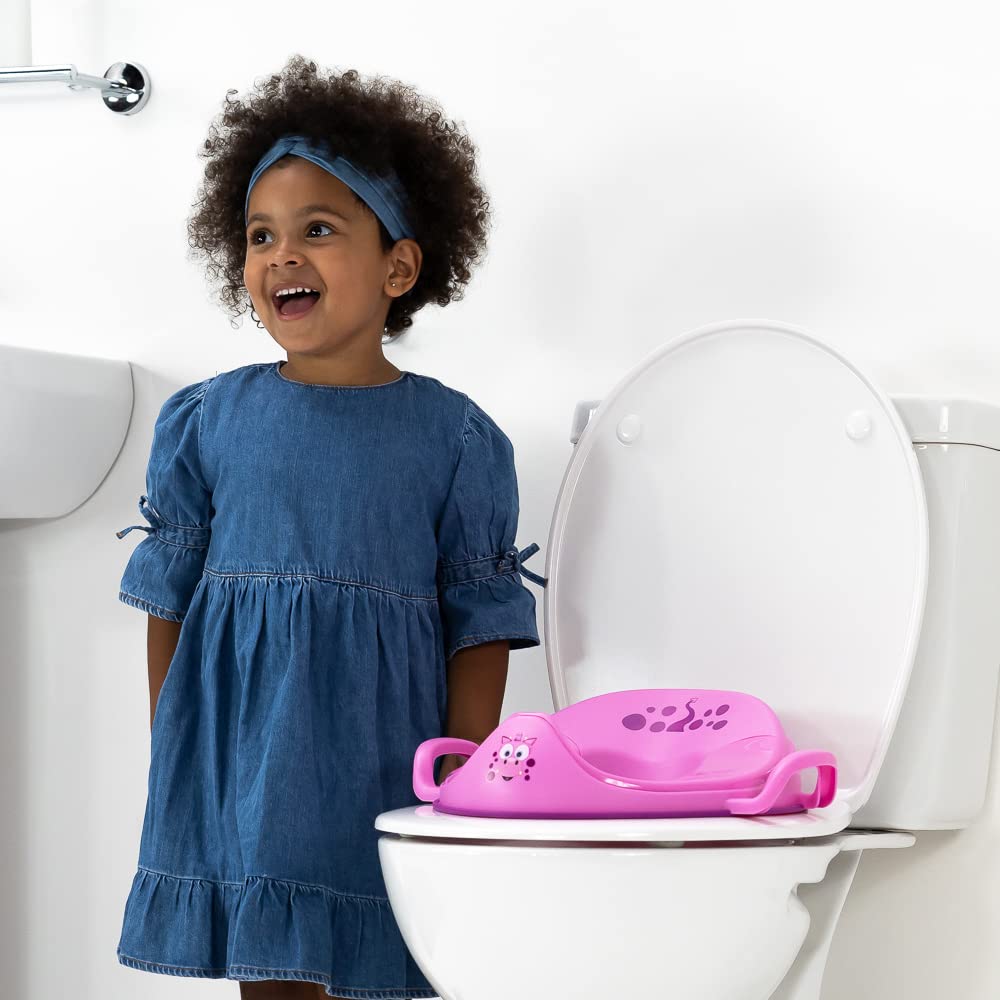 My Little Trainer Seat - Asiento de entrenamiento para baño e inodoro con diseño de dragón rosa, asiento de inodoro para niños pequeños