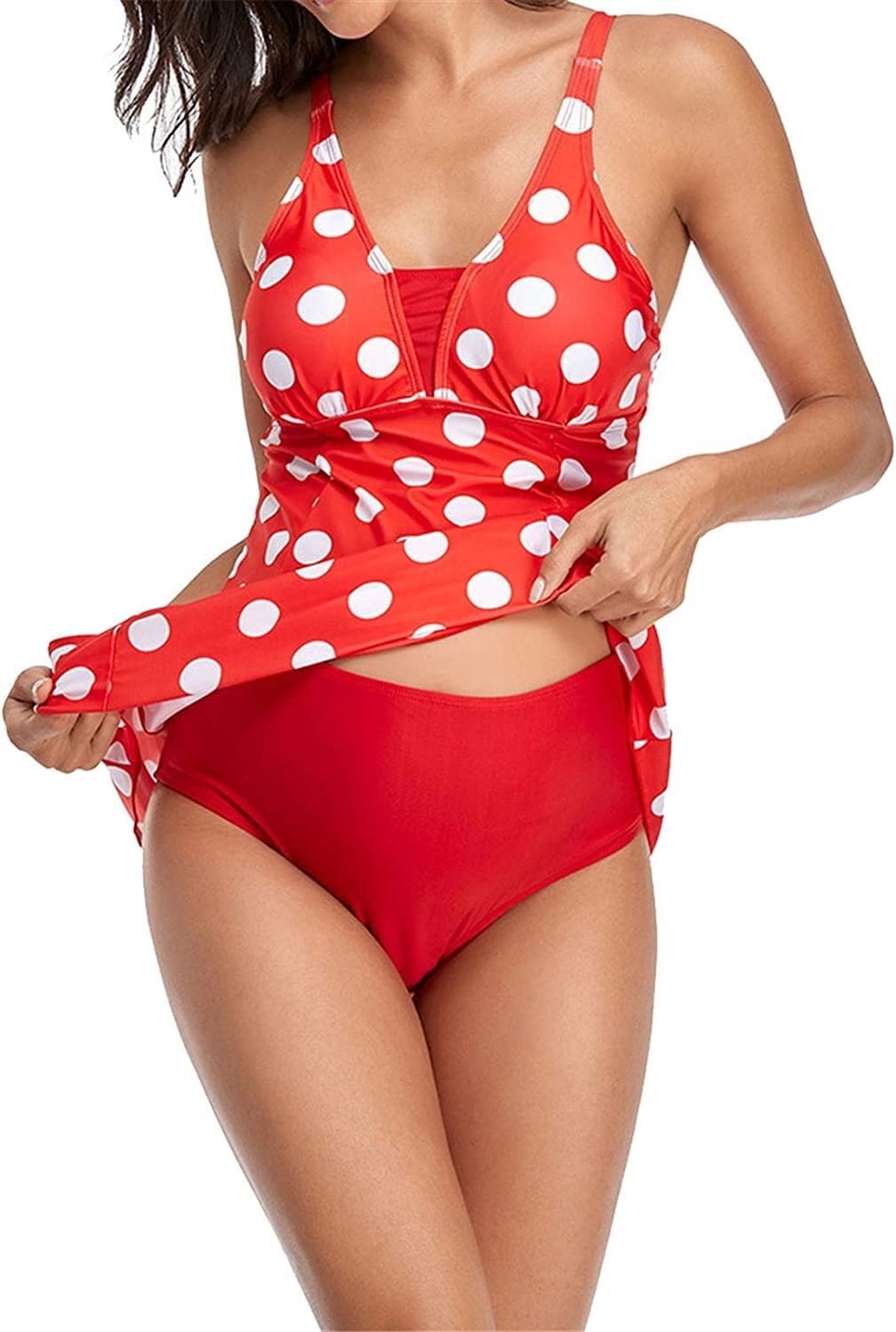Bikini w stylu vintage, damskie stroje kąpielowe, damskie 2-częściowy strój kąpielowy strój kąpielowy letni kostium kąpielowy regulowane ramiączka góra wysoka talia dół do pływania kostiumy kąpielowe