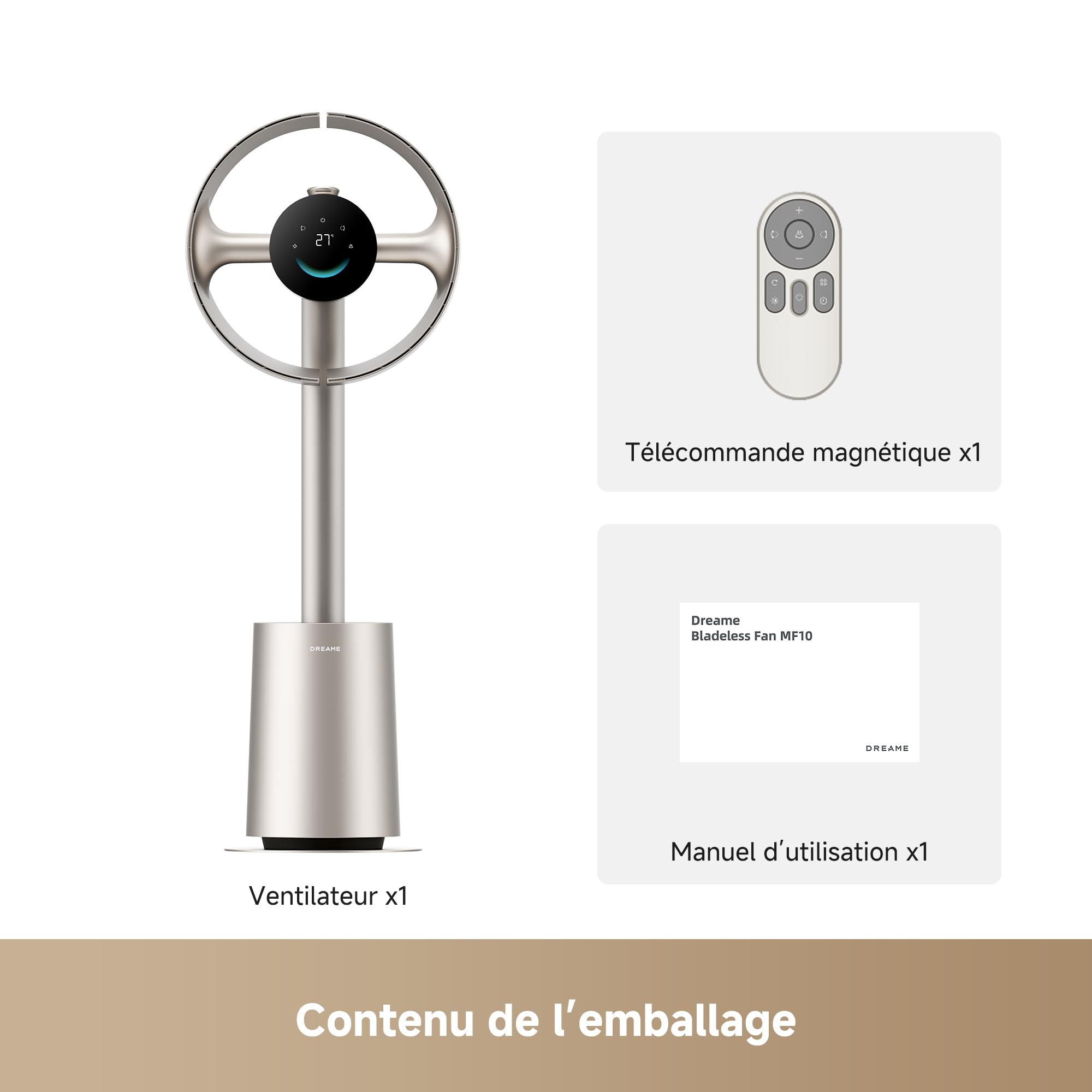 dreame MF10 Ventilateur sans pales, débit d’air spatial 270° pour circulation d’air dans toute la pièce, débit d’air adaptatif à la température, ventilation intelligente, filtre lavable