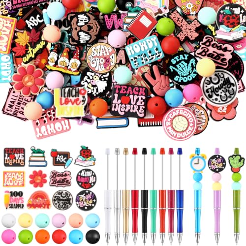 Humyoun 122 Pcs Beadable Pen DIY Kit with Silicone Beads, Cute Style