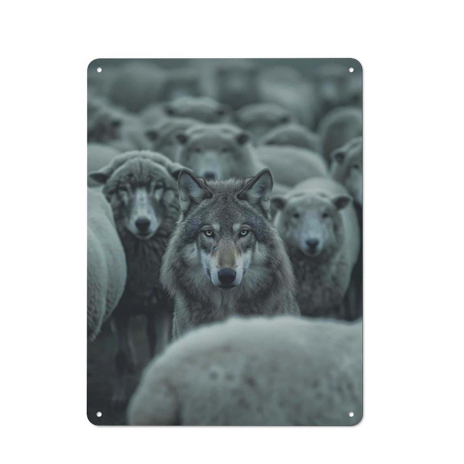 Junmoney Wolf Sheep Creative For Lounge Or Reading Corner, Retro Metal Sign 40X30cm, For Metal Sign Collectors, For Garage And Workshop Walls
