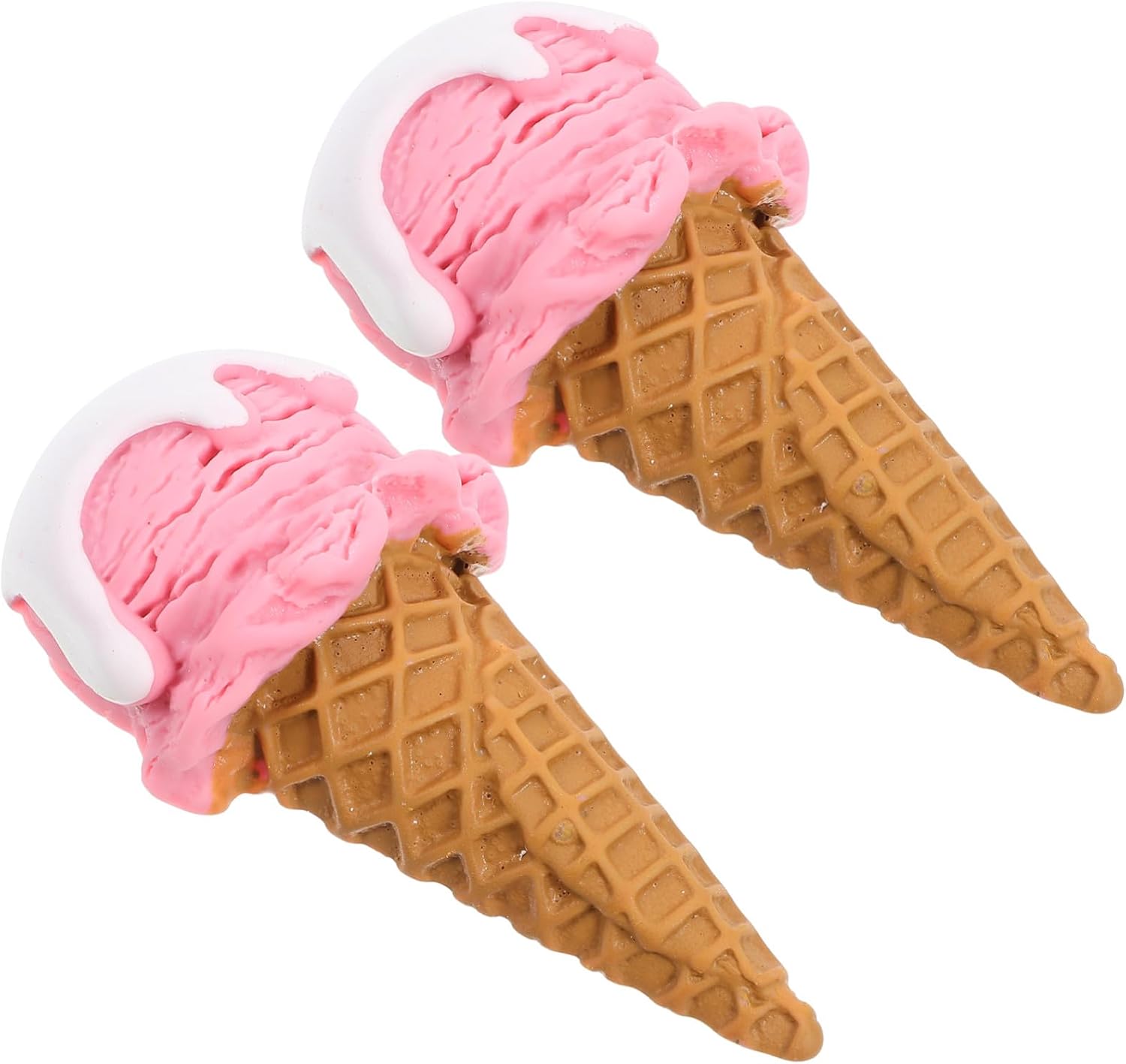 Realistic Small Ice Cream Cones Pack of 2 Plastic 7.3 x 3.5 x 2 cm Ice Cream Model for Shop Window and Shop Decoration