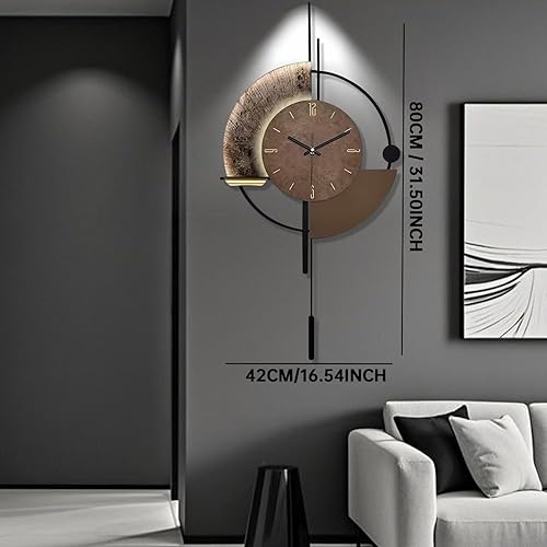 Miniatura 3 de SIN&MI Reloj de pared, relojes de pared decorativos con péndulo, reloj de cuarzo de calidad silenciosa, funciona con pilas, reloj grande para sala