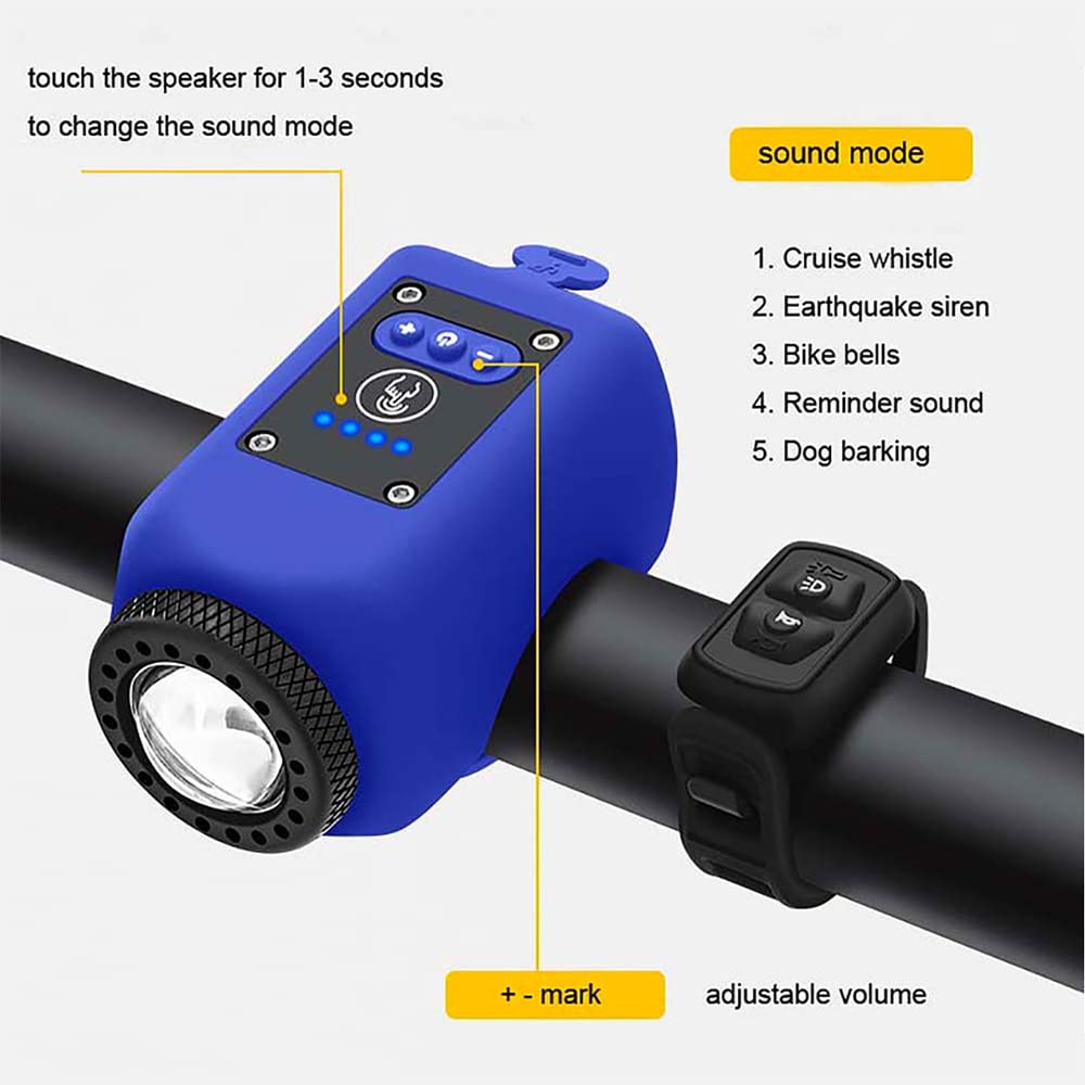 Luce della Bicicletta A LED con Clacson Elettrico MTB Mountain Bike Bell Headlight USB Ricaricabile Road Cycling Front Lamp Bike Accessori