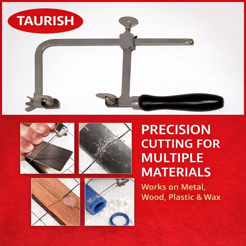 Jewelers Saw Frame Adjustable with 144 Blades and V Slot Bench Pin with Clamp Set for Jewelry Making Metal Wood Cutting Tool