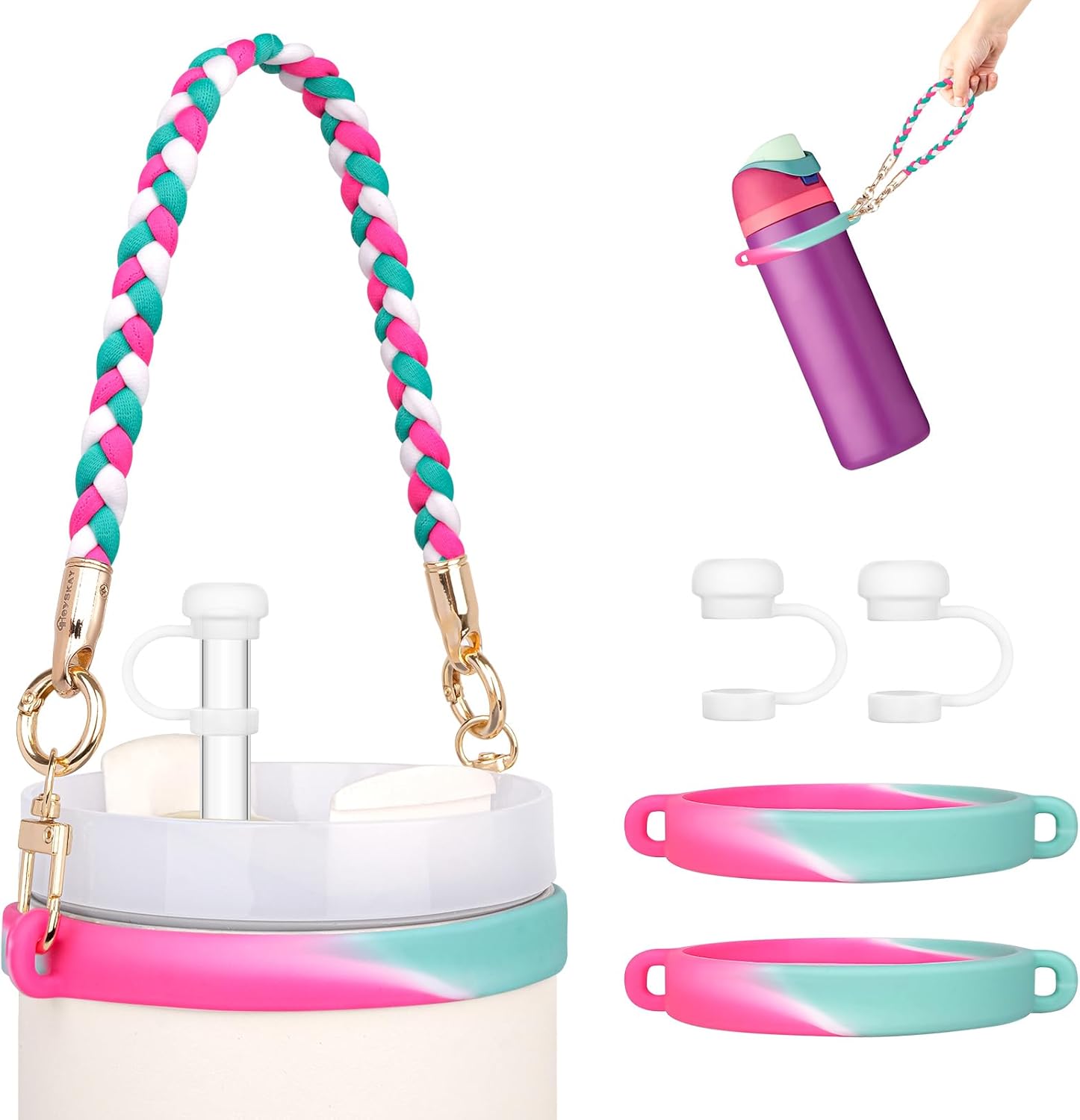 HEYSKAY Water Bottle Handle with Strap for Stanley 12-40oz Tumbler Owala 24-40oz Water Bottle Strap Stanley Cup Accessories