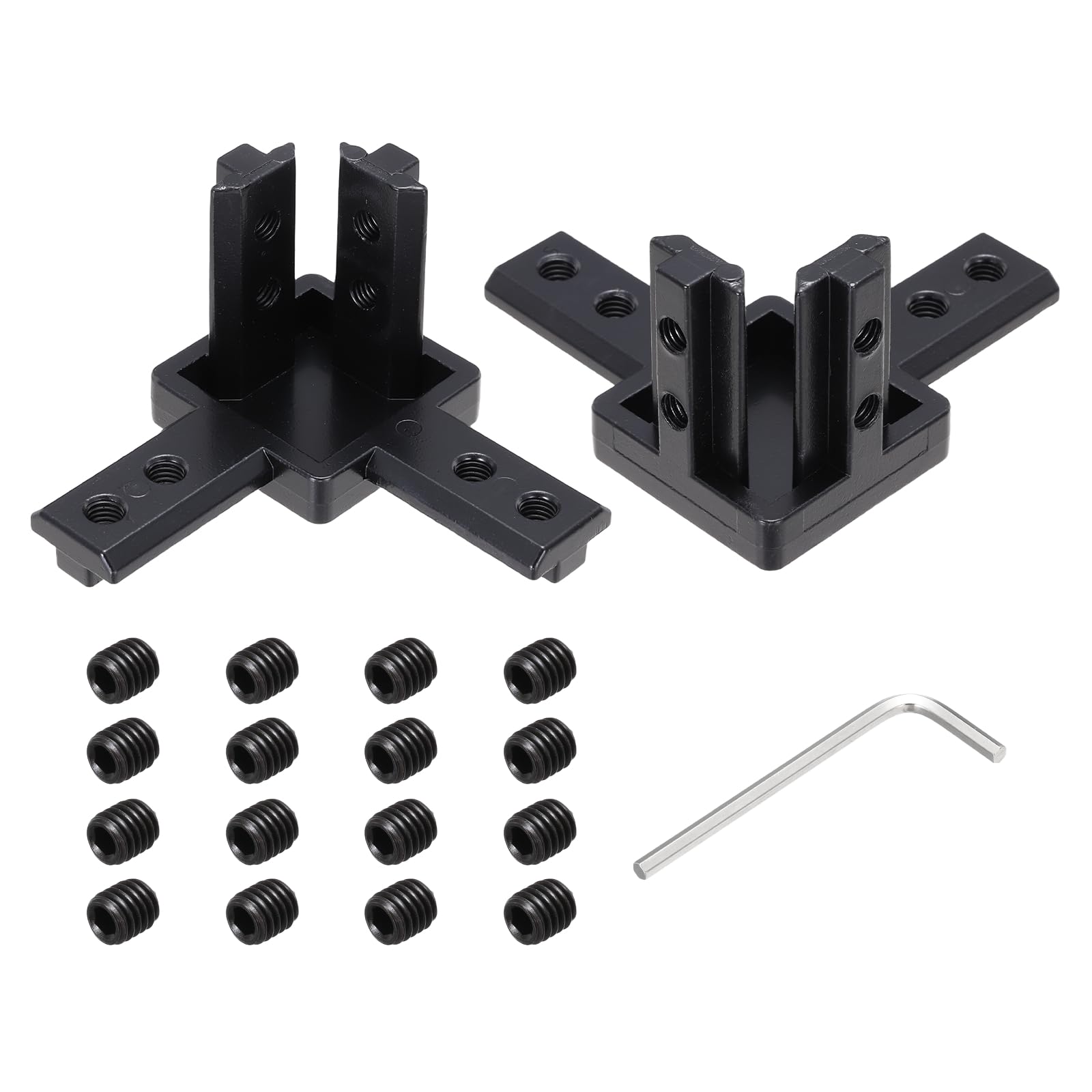 sourcing map 2Pcs 3-Way End Corner Bracket Connectors for Euro-Standard 4040 Aluminum Extrusions t Slot Connector for Industrial Aluminum Connections Printer Frame Accessories, Black