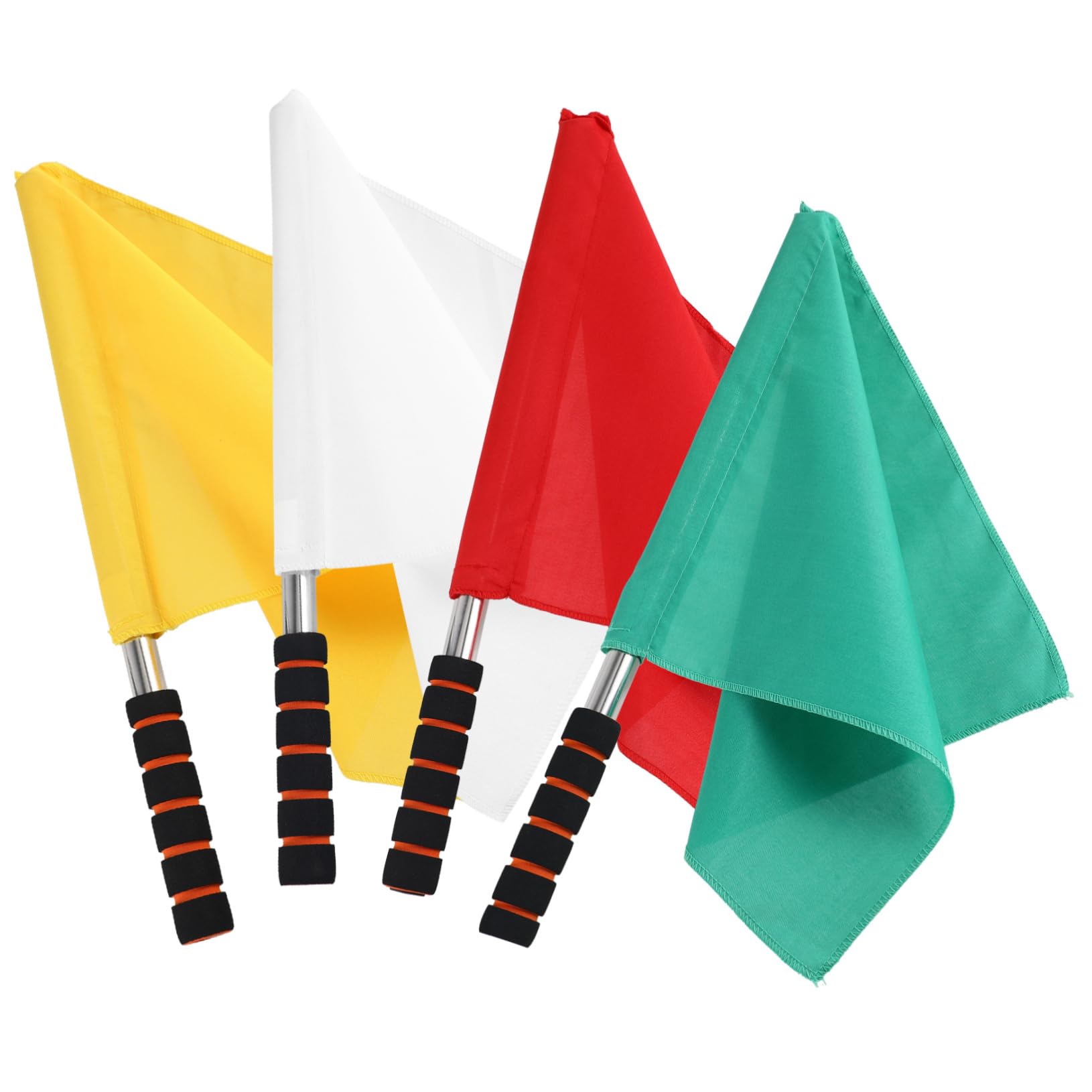 ibasenice 4Pcs Hand Signal Flags Stainless Steel Pole Referee Flags for Sports Matches Yellow Red Green White Lightweight Durable with Comfortable Grip for Outdoor Games