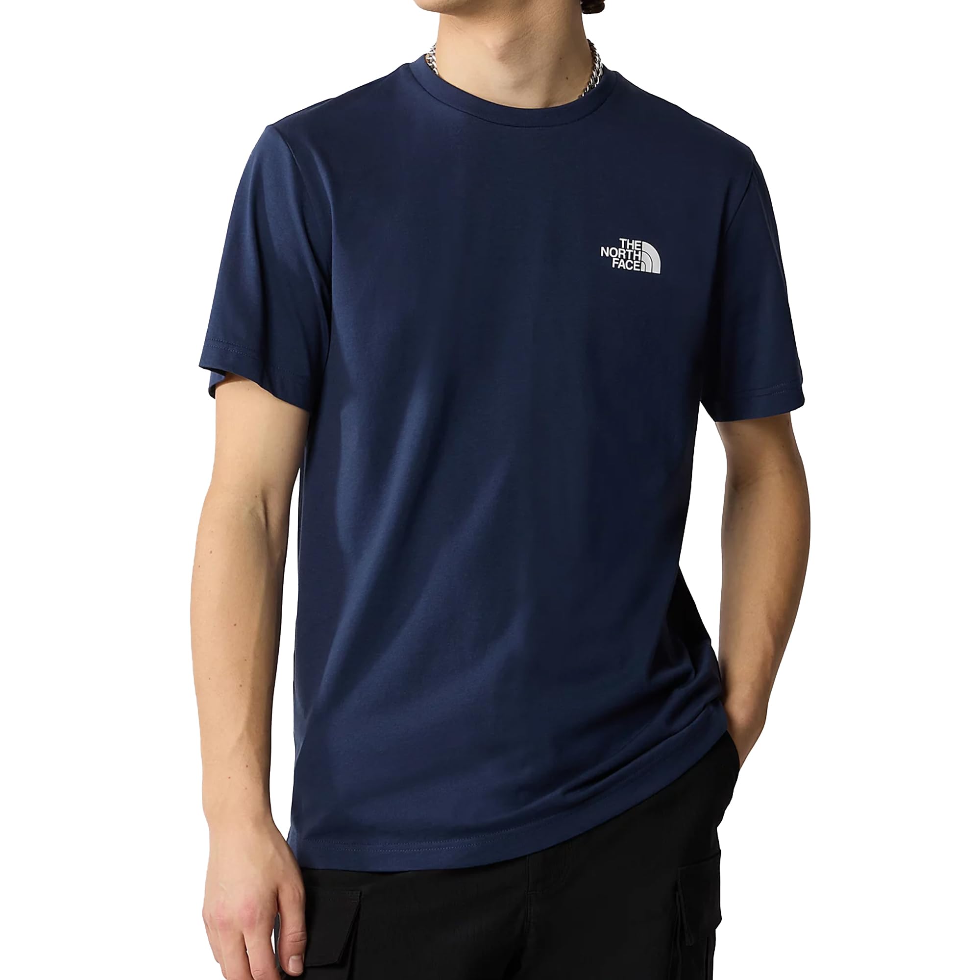 The North Face Navy Blue Simple Dome T-Shirt In Cotton Mix With Small Logo Print Large