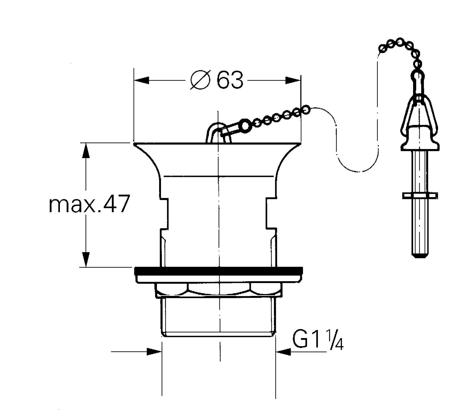 Grohe GRO 28940000 28940000 Piletta di scarico con tappo a catenella, colore cromato, dimensione large