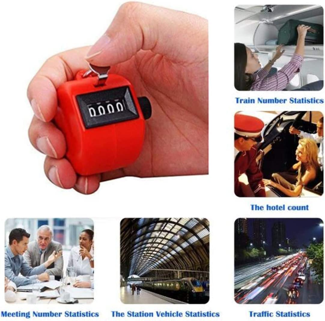 JJLFresheners 1PC FormVan Hand Tally Counter with Lanyard, Mechanical Lap Tracker Manual Clicker with Metal Finger Ring Hoop Holder, Red