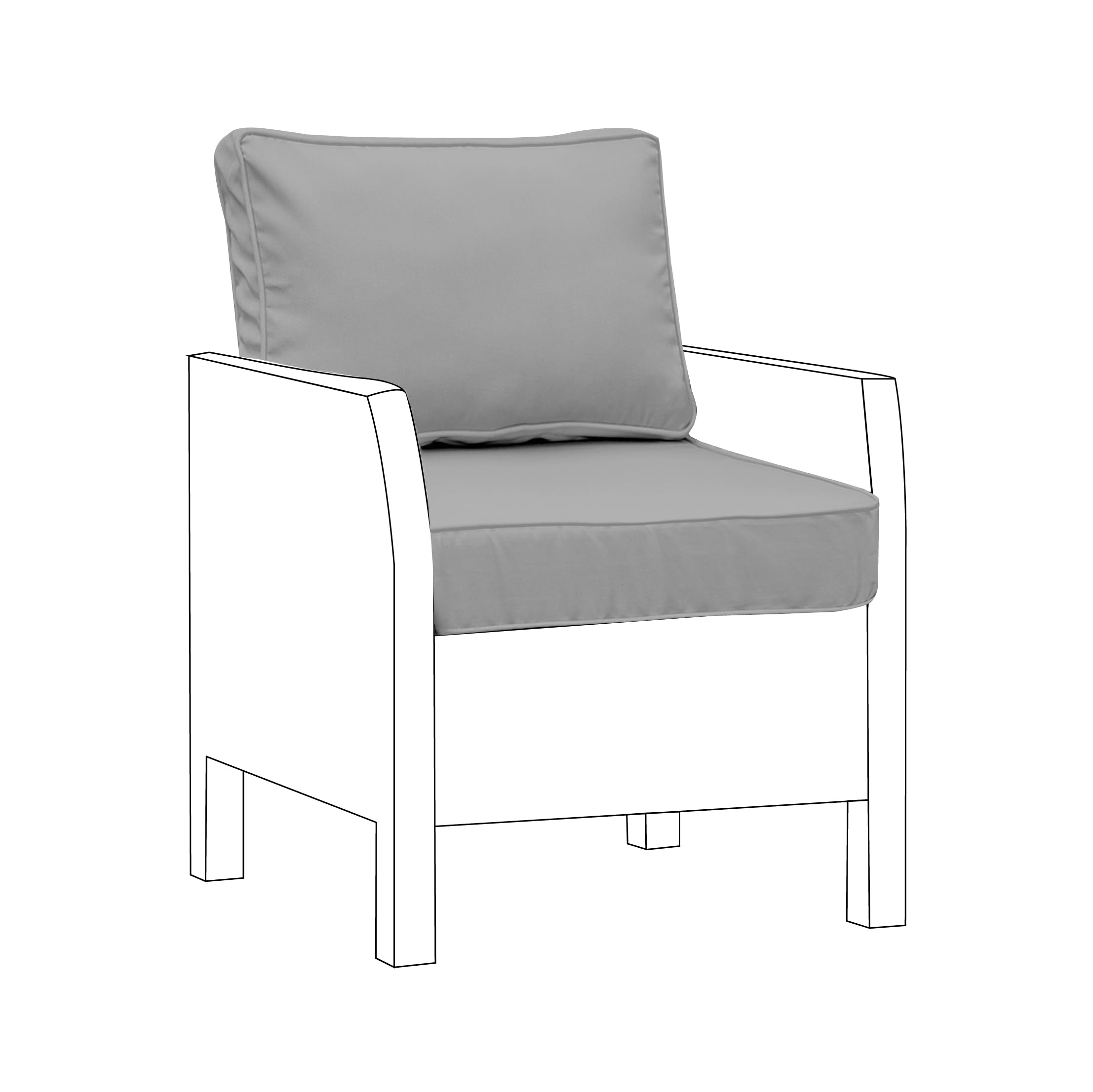 Sapphire Collection Outdoor Garden Rattan seat cushions Water Resistant Pad for Keter Allibert California Furniture Patio Chair Cushion Padding (2 Pc Silver Armchair) — image 1