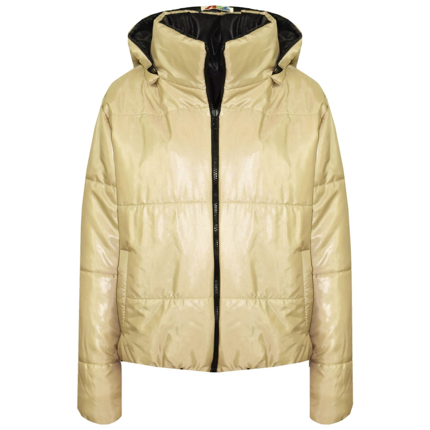 A2Z 4 Kids Dziewczyny Chłopcy Kurtka Dwustronna, Krótka, Z Kapturem, Wyściełana Podszewką Kurtki Puchowe - Reversible Jacket 492 Stone 5-6.
