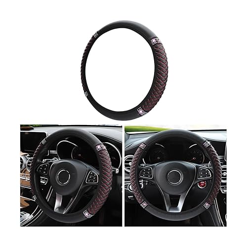 Bling Soft Leather Steering Wheel Cover, 15 Inch Colorful Rhinestones