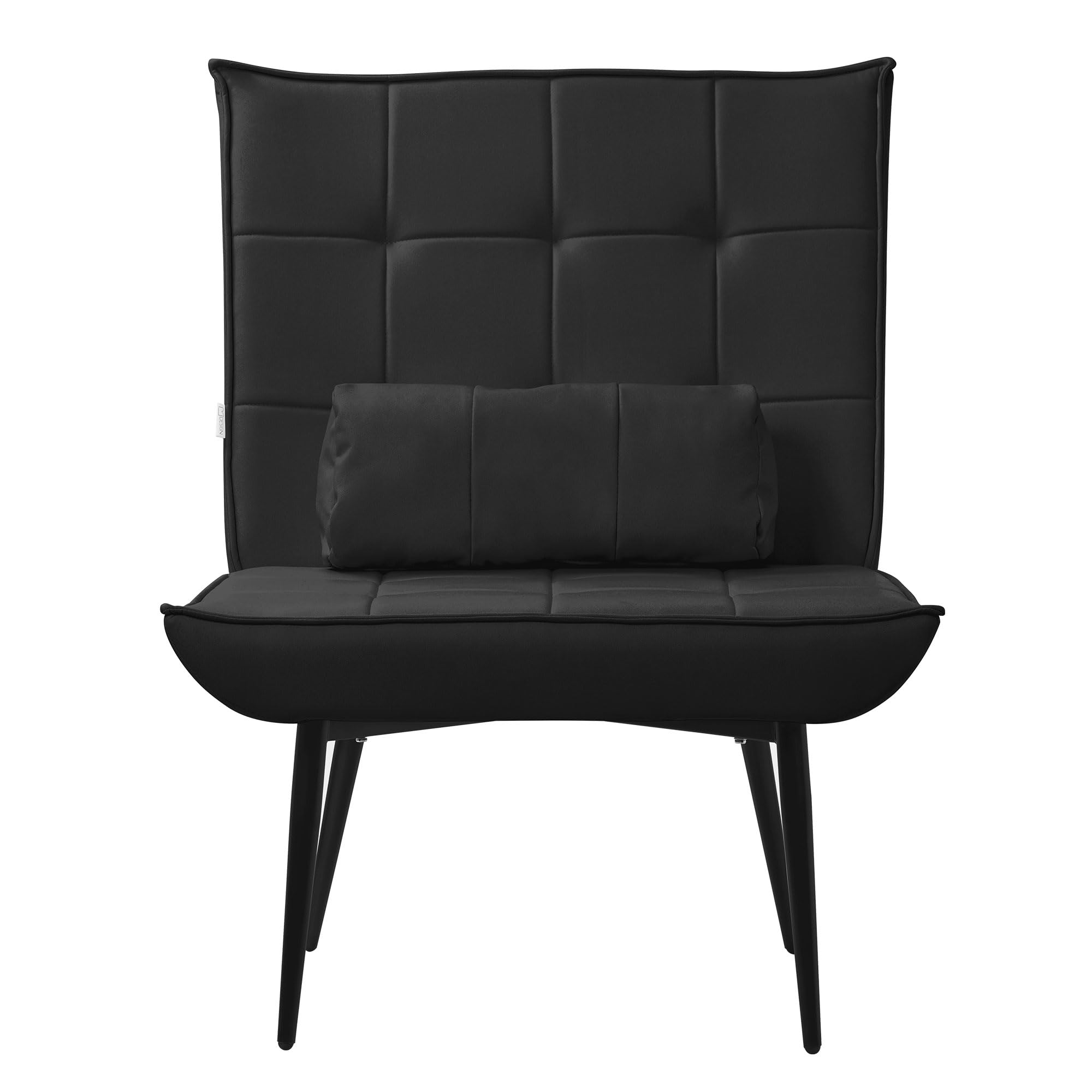 ML-Design Sillón Reclinable Negro con Cojín Lumbar, Asiento con Revestimiento Cómodo y Suave con Patas de Metal Negro Sofá Individual para TV, Comedor, Salón Diseño Retro Elegante Mueble Tapizado
