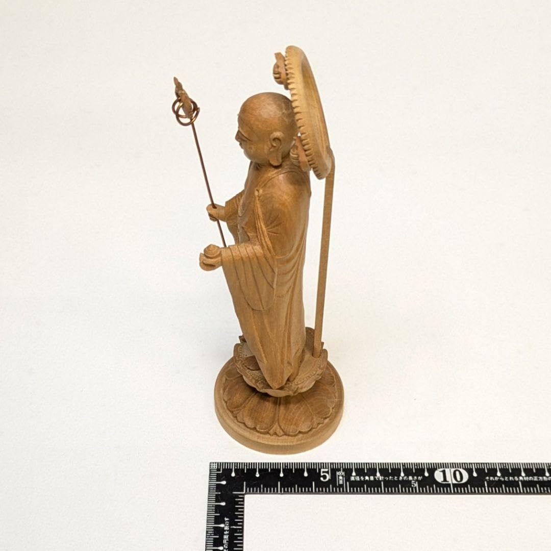 Amazon.co.jp: 配送 地蔵菩薩 柘植 総高さ約18㎝ 仏像 地蔵
