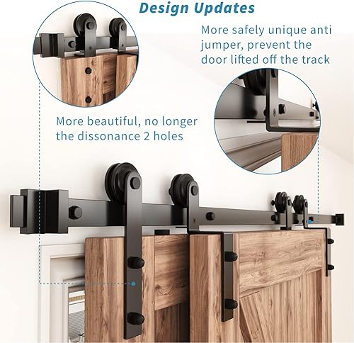 Miniatura 5 de ZEKOO - Puerta corrediza de granero de estilo recto, de 4 a 13 pies
