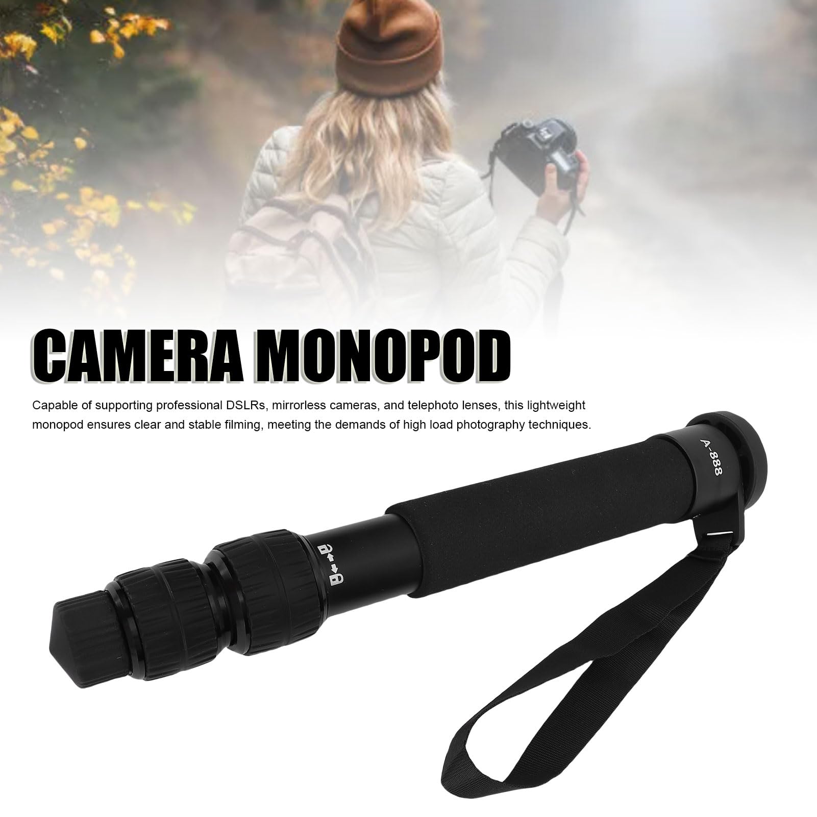 Monopiede per Fotocamera, Bastone per Fotografia Monopiede Regolabile in Altezza a 7 Sezioni da 61 Pollici, per Video con capacità di Carico di 5 Kg per Videocamere e Videocamere