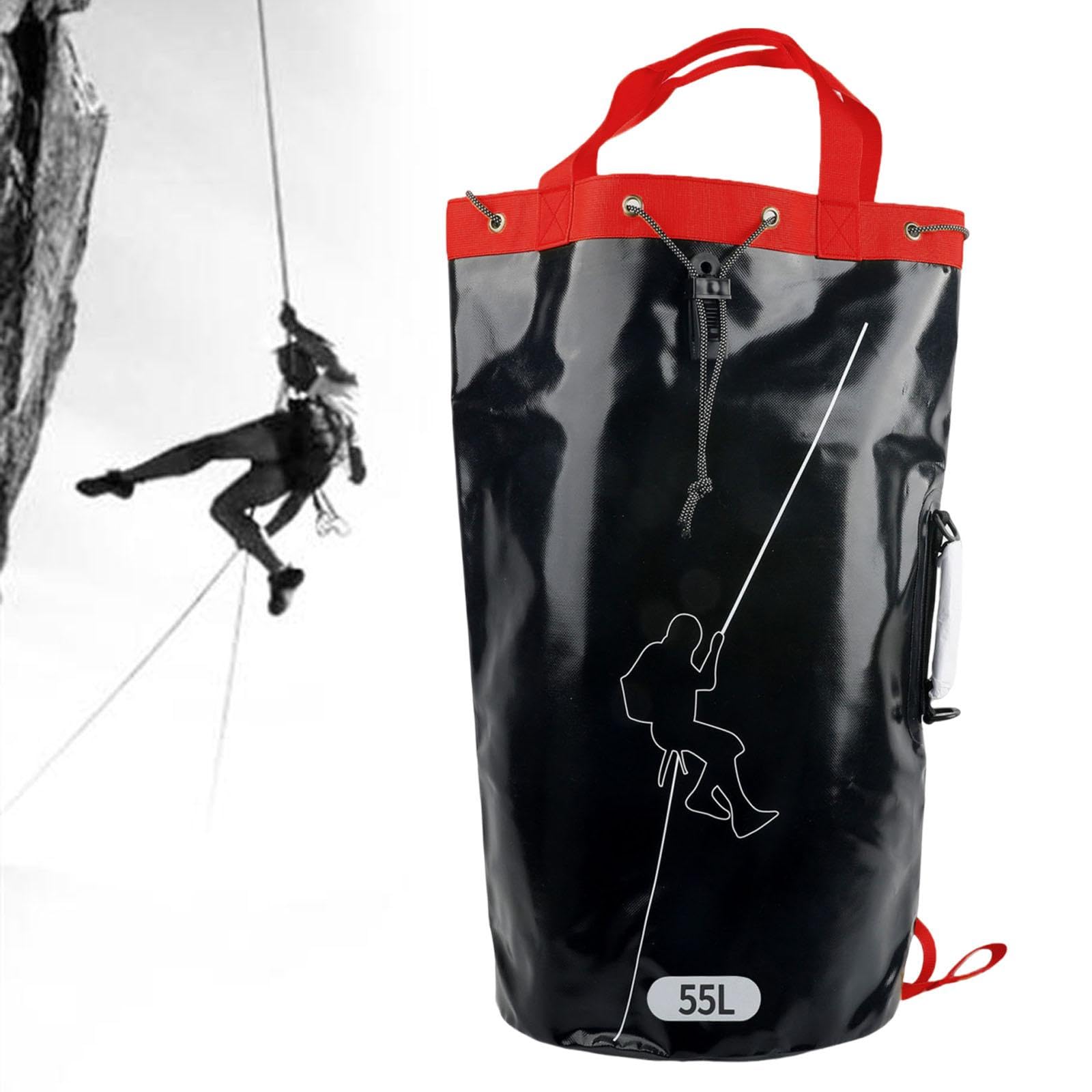 Bolsa de Engranaje de Cuerda de trepadora Mochila de Engranaje de Escalada 3 bucles de Cuerda empotrados de Fondo Reforzado PVC para montañismo