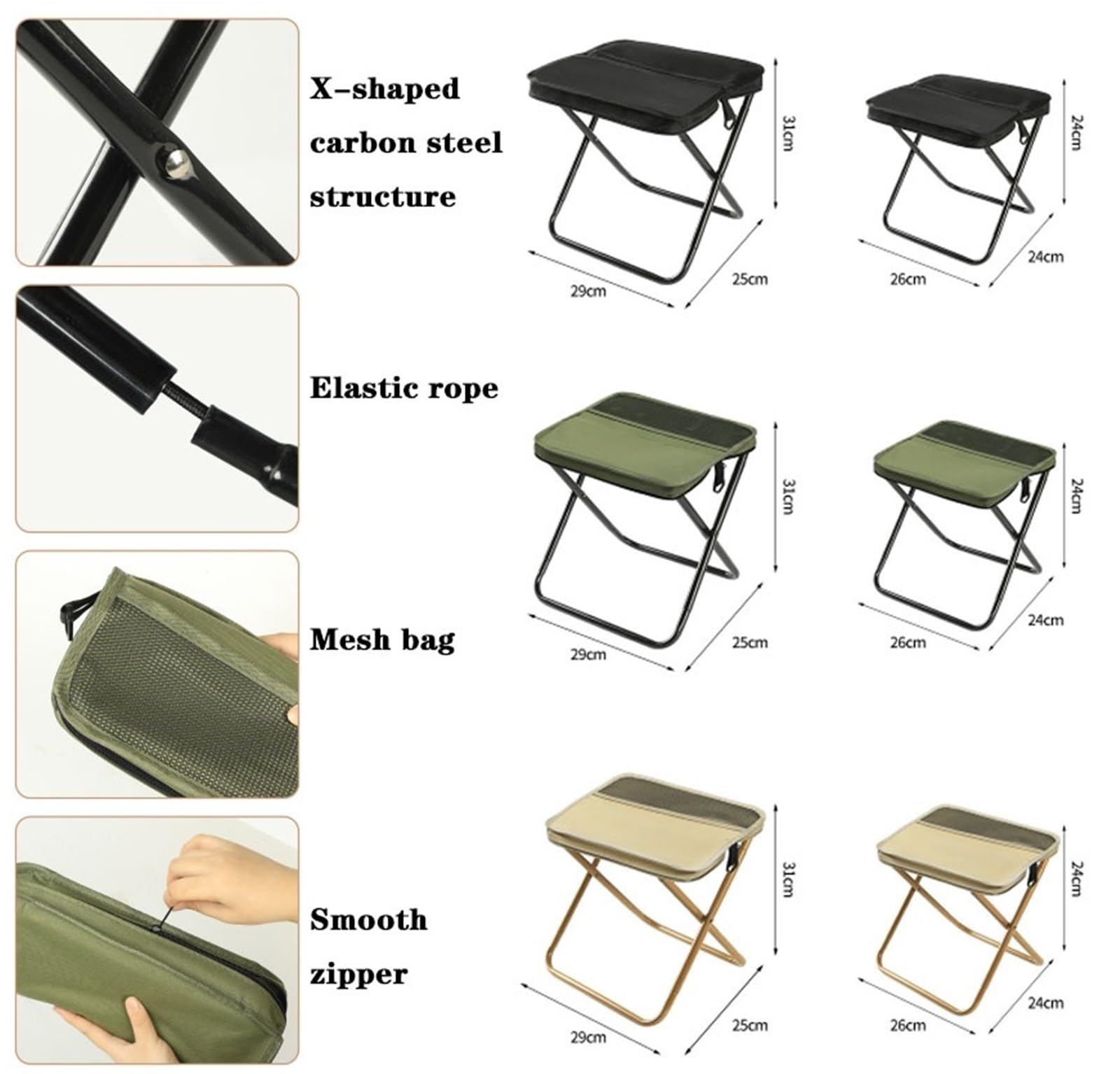 Tragbarer Hocker For Bergsteigen Und Wandern, Faltbarer Rucksackhocker, Kleiner Faltbarer Hocker, Hält Bis Zu 150 Kg, Outdoor-Klappstuhl Mit Reißverschluss For Reisen, Camping, Angeln(Black,L)