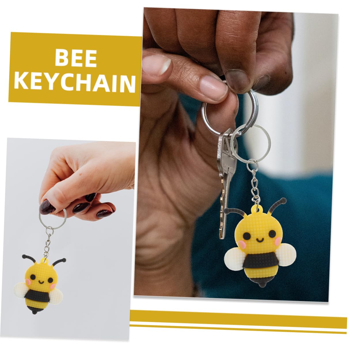Toyvian 10pezzi Portachiavi Forma Di Ape Cartone Ciondolo Decorativo