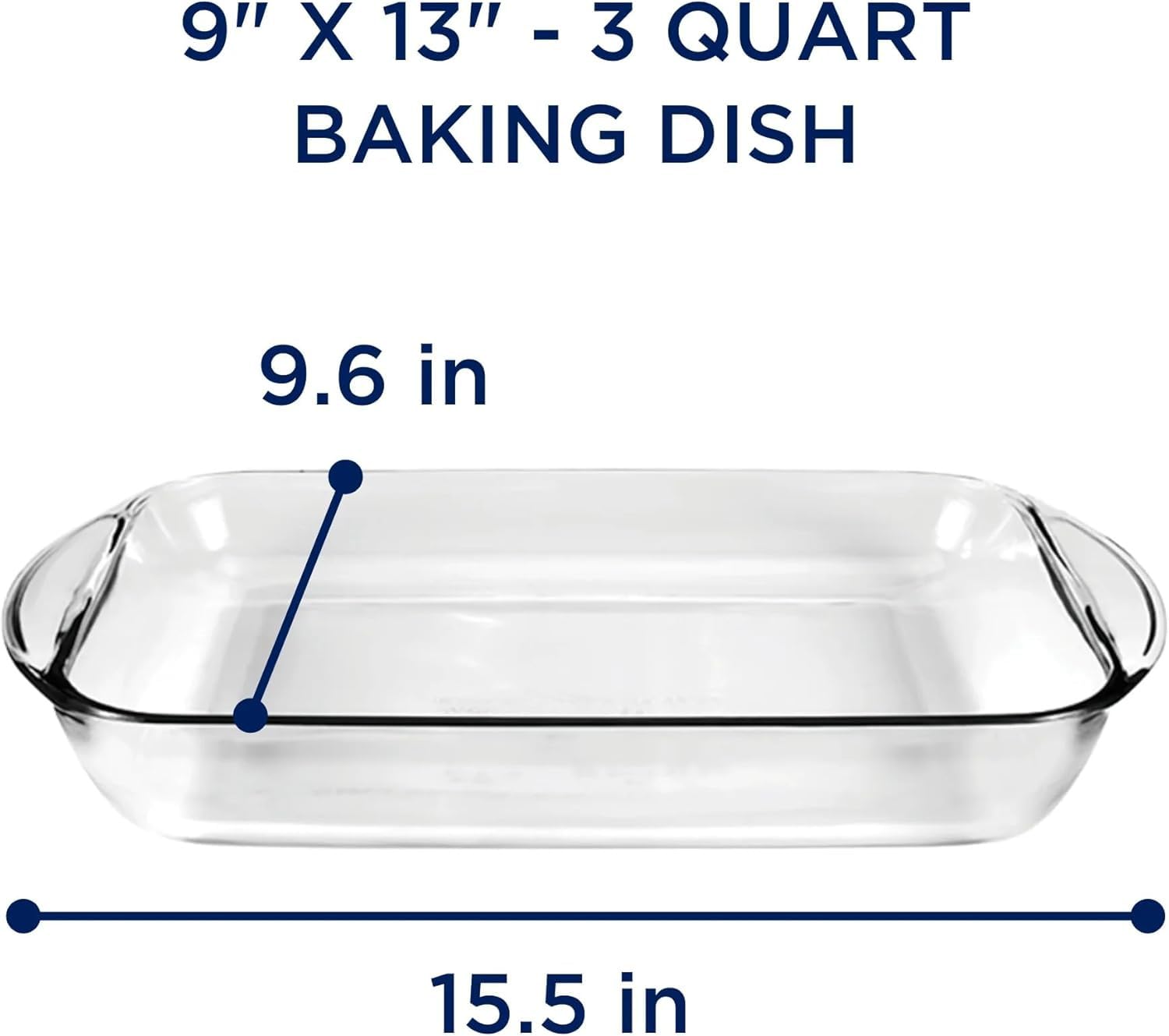 Glas-Backform mit Deckel, 22,9 x 33 cm, ofenfest, längliche Pfanne für Lasagne, Brownies, Braten, antihaftbeschichtet, spülmaschinenfest, mikrowellengeeignet, gefriergeeignet, gehärtetes Glas