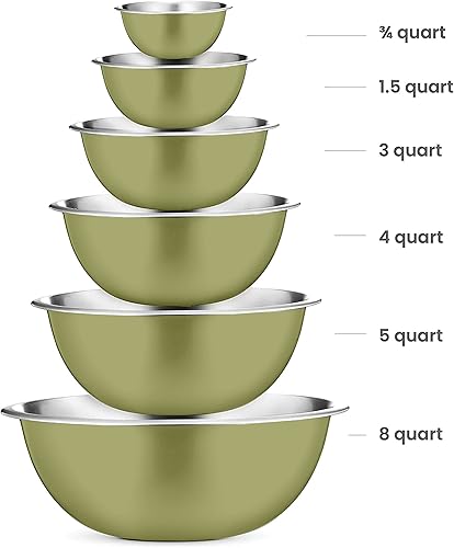 Miniatura 2 de FineDine Cuencos de acero inoxidable, fáciles de limpiar, cuencos anidables para almacenamiento de ahorro de espacio, ideales para cocinar, hornear,