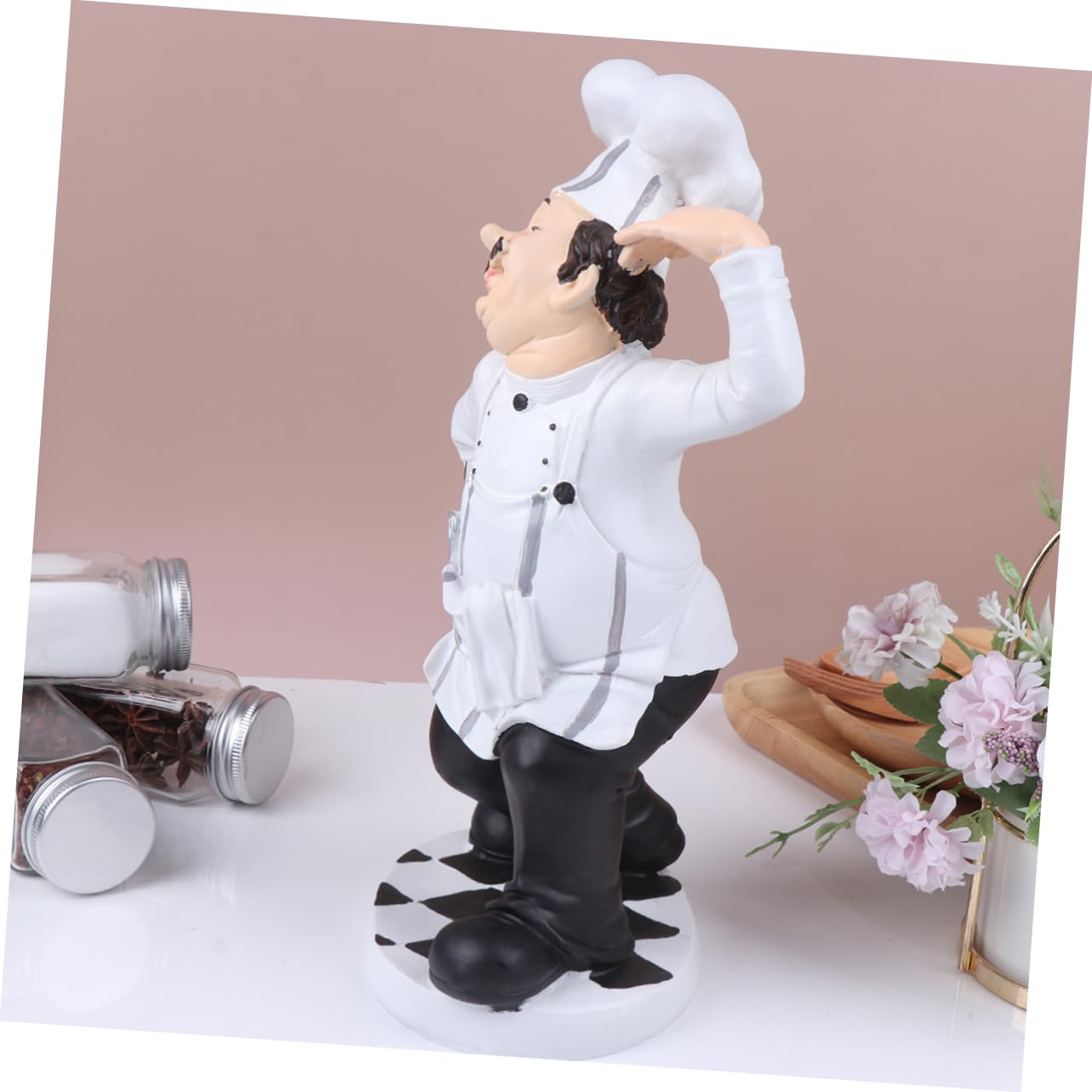 VALICLUD Statua Dello Chef in Resina Decorativa Ornamento Da Chef Per Cucina Stabile Per Casa Bar e Ristorante Decorazione Divertente Per Tavolo