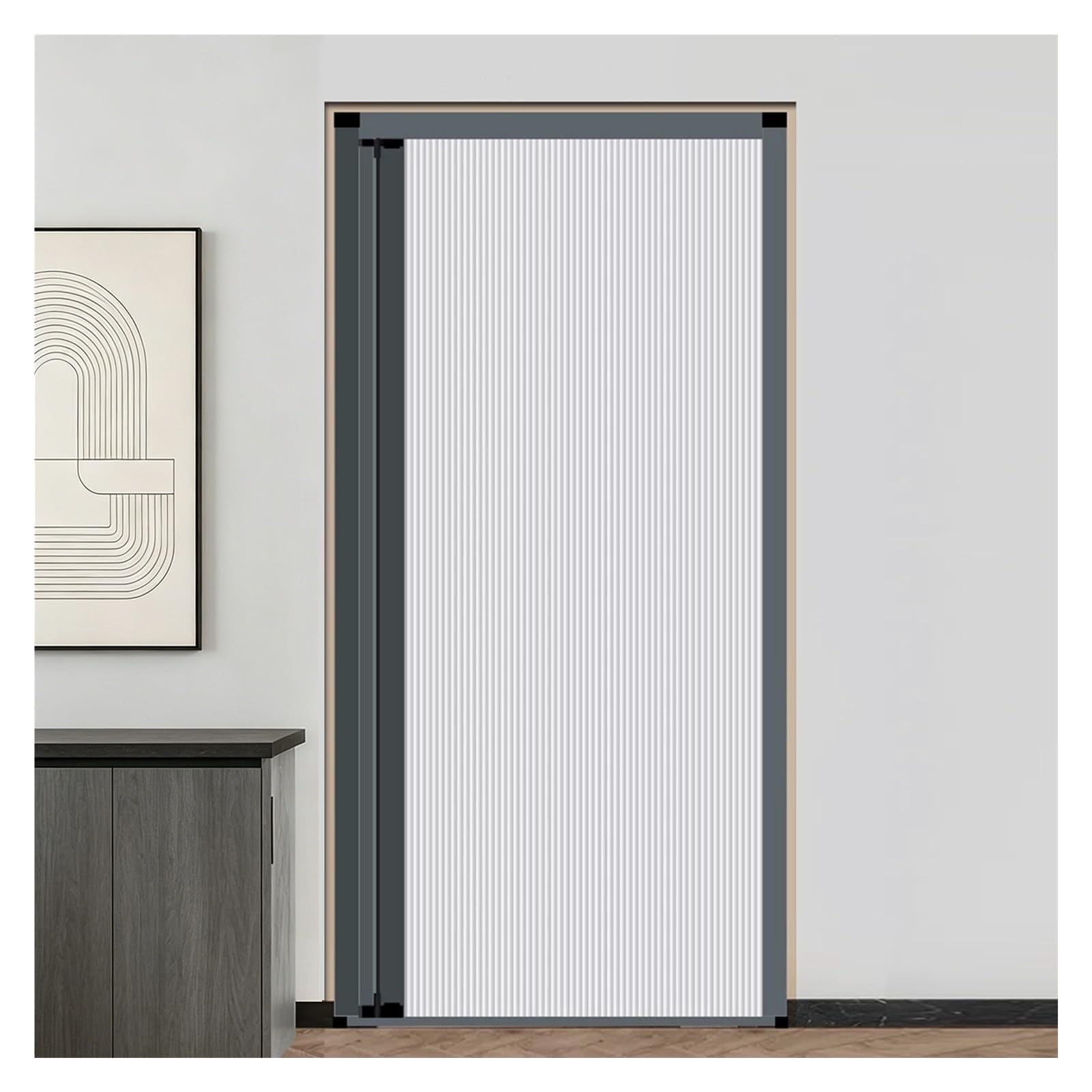 Kphymod White Portable No Drill Temporary Door, Retractable Accordion Screen Divider, Blackout Honeycomb Fabric For Rental House Small Space Separation(,80X210cm)
