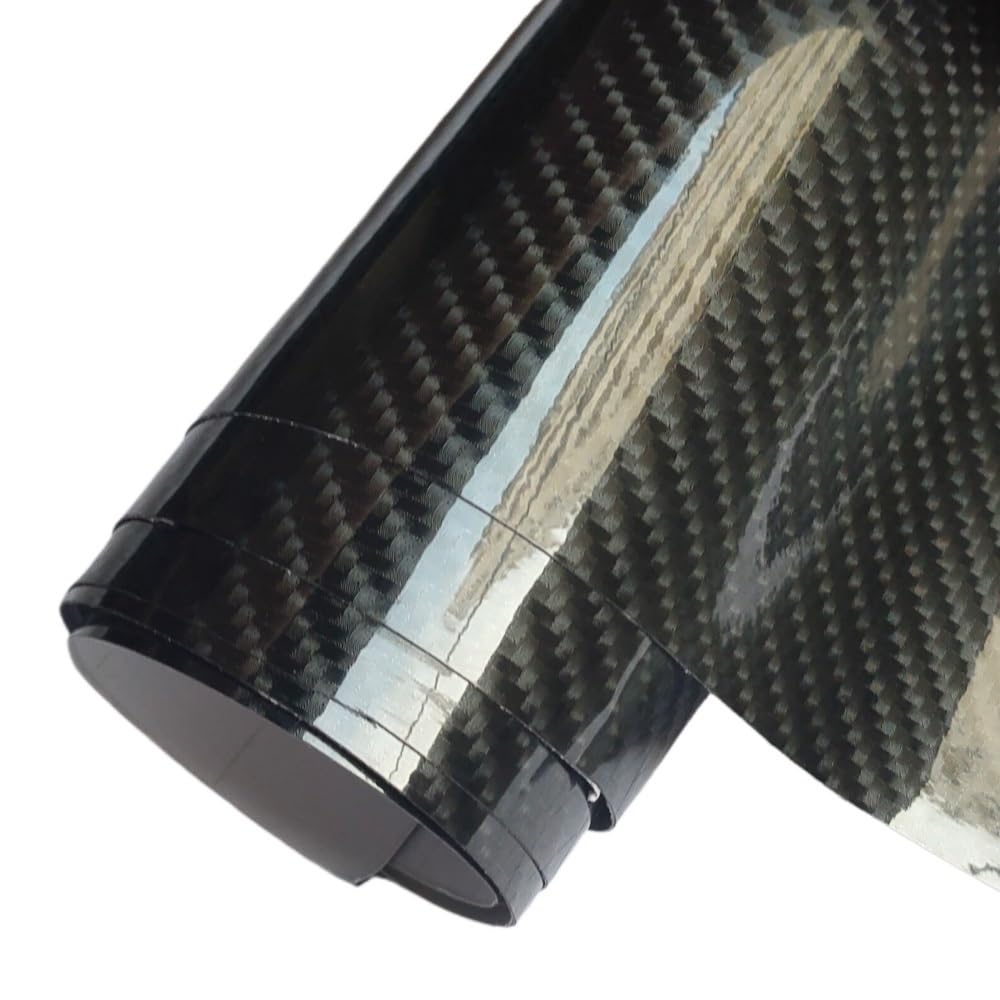 Covering carbone film autocollant vinyle noir brillant 50x300cm pour console auto et téléphone