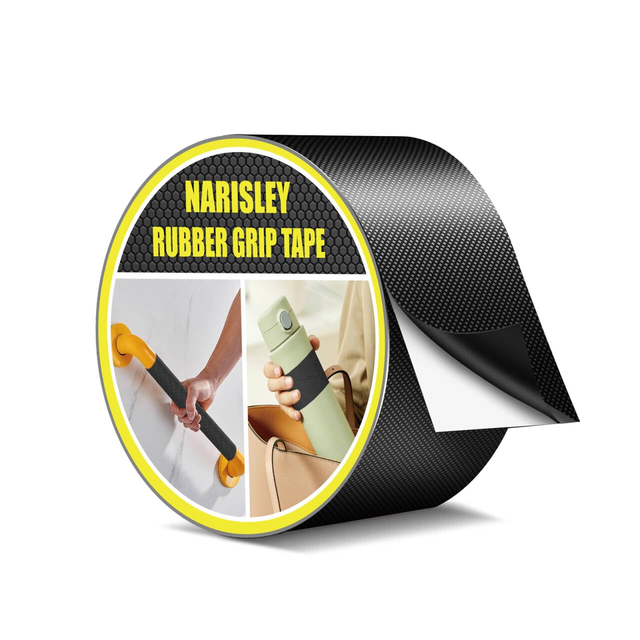 Narisley Rubber Grip Tape, 2In x 16.5Ft Ultra Strong Waterproof Anti Slip Tape with Textured Adhesive for DIY Tools & Gadgets, Customizable for
