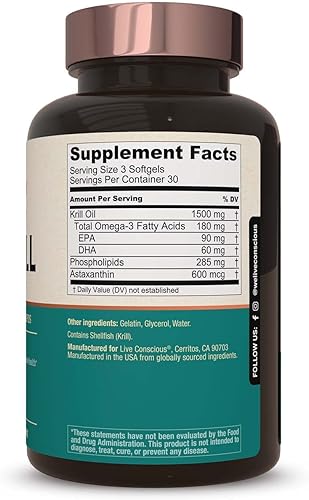 Miniatura 2 de Live Conscious KrillWell, apoyo cognitivo y articular, aceite de krill sostenible certificado 2 veces más eficaz que el aceite de pescado, (paquete