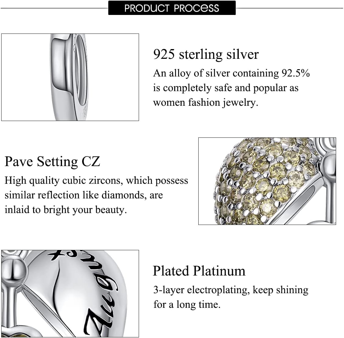 FOREVER QUEEN Birthstone Charms Wings of Angel 925 Sterling Silver Love You Heart Charm Dangle Bead for Charm Bracelet Necklace, Happy Birthday Jewelry Bead for Women - Image 2