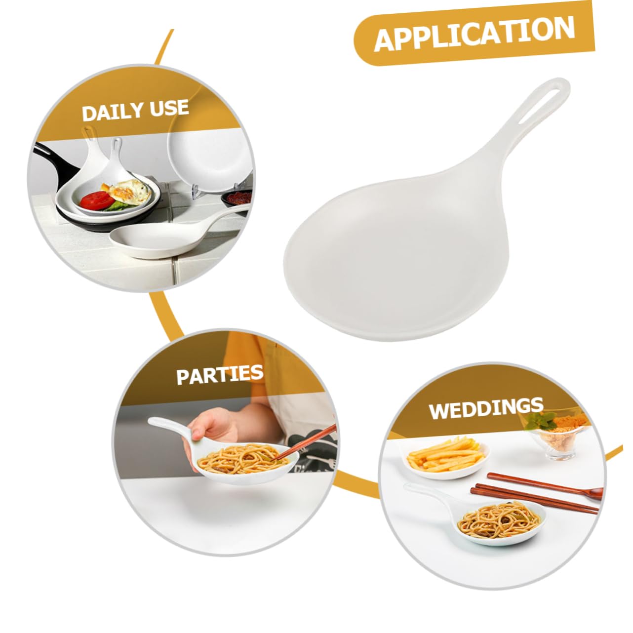 BEBEMOKO Handheld Tray White Serving Tray Dipping Bowls Jam Server Bowl Pasta Plate Melamine Seasoning Dish Dessert Dish Salad Serving Plate Melamine Sushi Side Dishes Food Grade Melamine