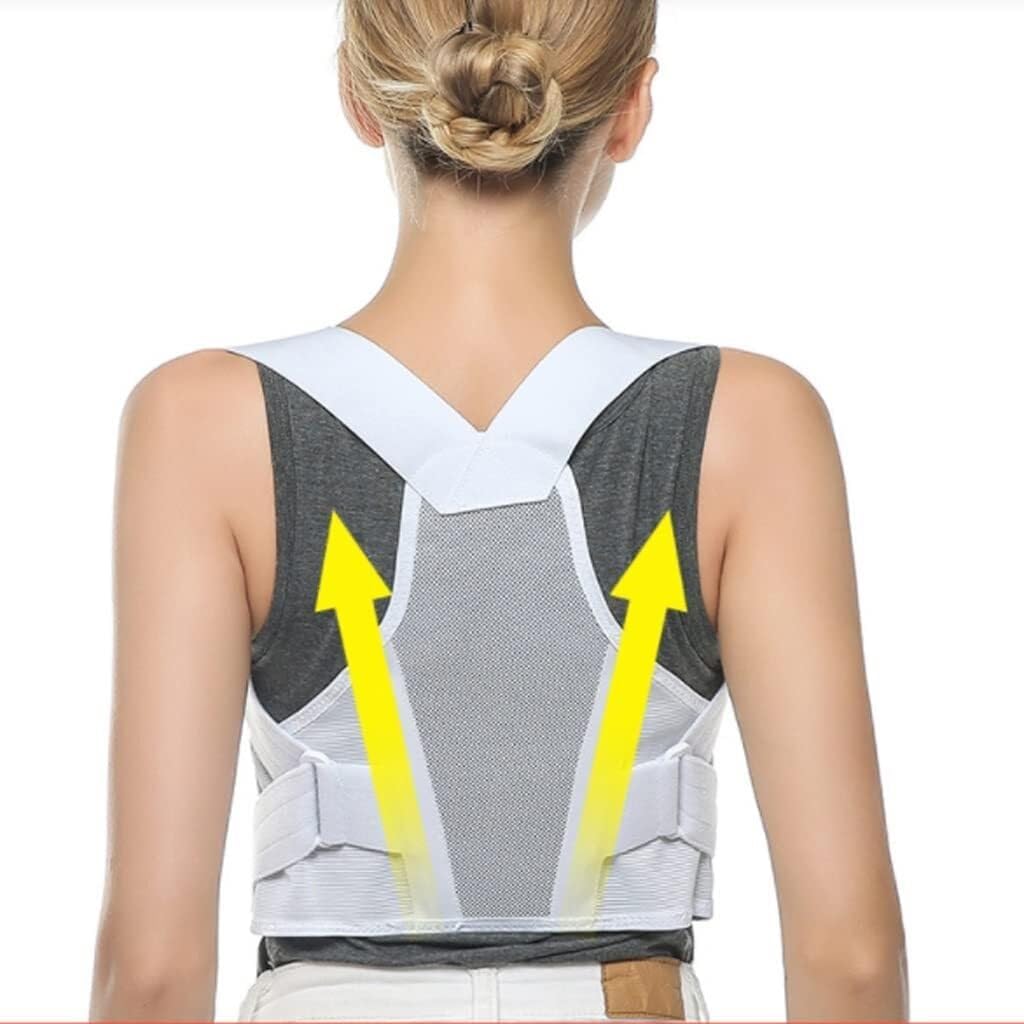 Student Corrector Belt for Men & Women, Anti-Hunchback Summer Breathable Back Support, Adjustable Chest Correction Belt,White-70cm