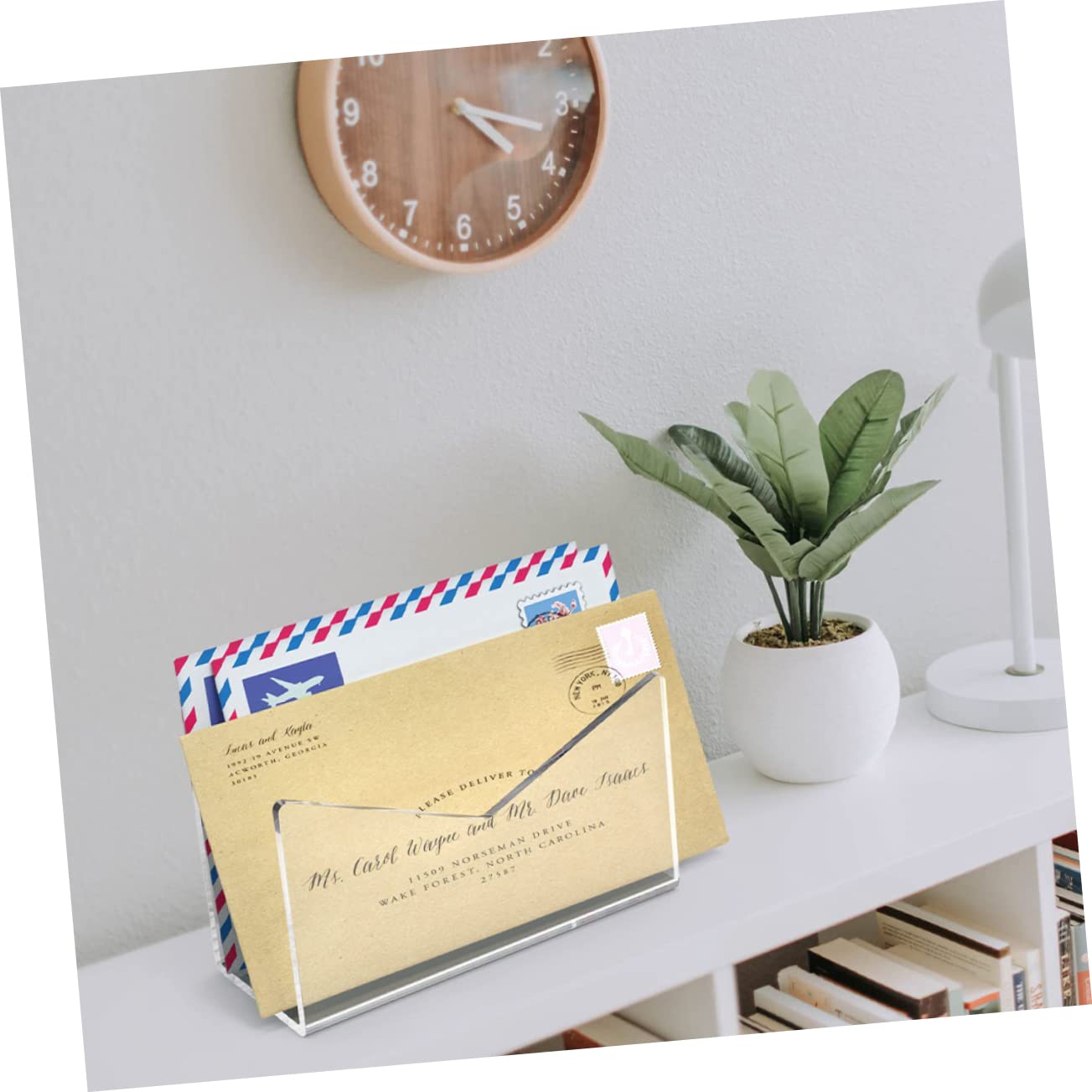 Veemoon 2 Piezas Organizador Acrílico de Escritorio Transparente para Cartas y Correspondencia Soporte de Almacenamiento Multifuncional para Oficina y