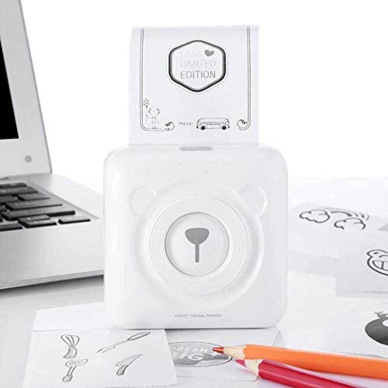Mini drukarka termiczna, bezprzewodowa drukarka fotograficzna BT z możliwością ładowania przez USB, przenośna ręczna drukarka naklejek do pisania, kieszonkowa drukarka POS, niebieska