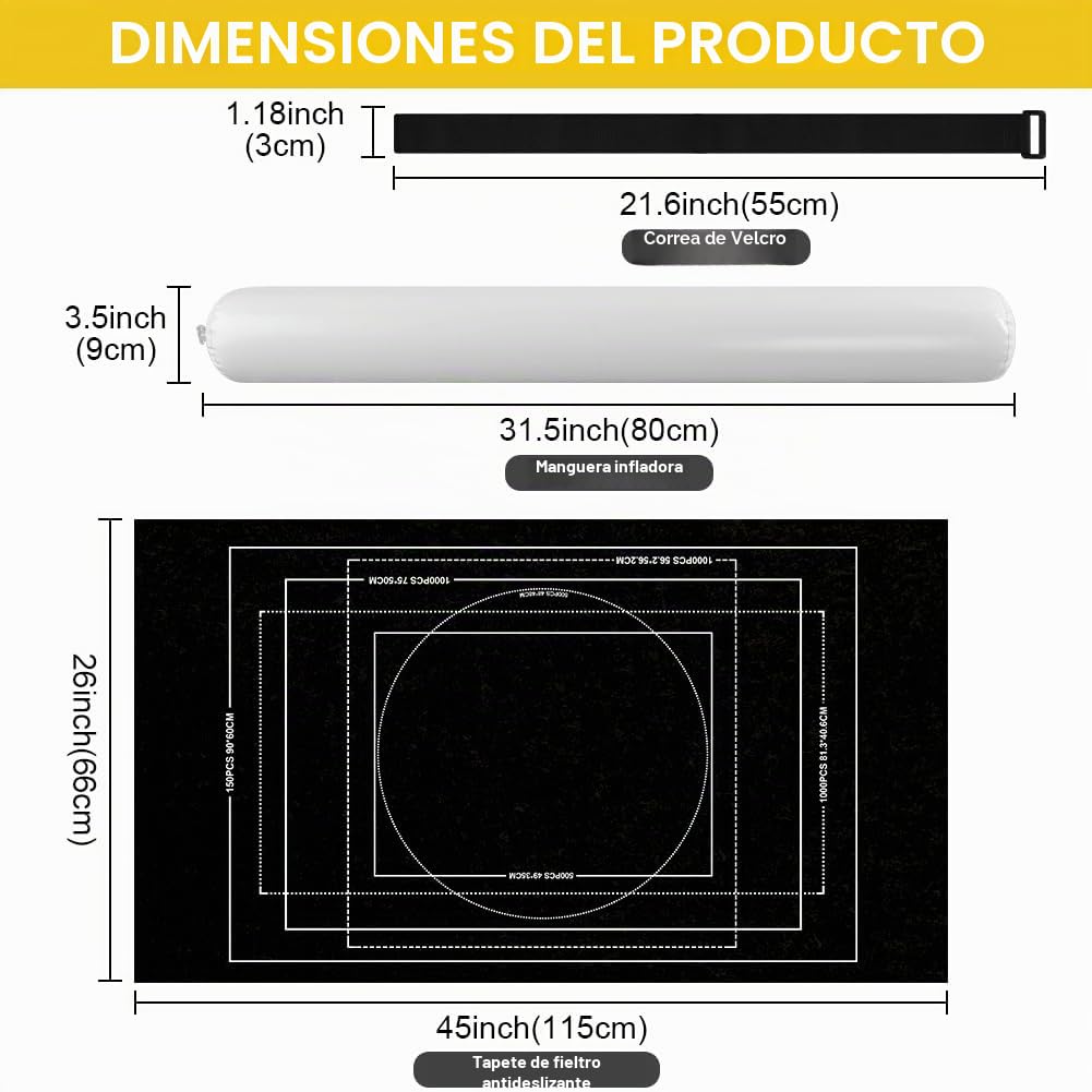 Ainiv Tapete Puzzle, Puzzle Roll Mat con Líneas Auxiliares para hasta 1500 Piezas, Plegable Alfombra Puzzle con Bomba Inflable, Antideslizante Tapete Puzzle para Almacenar Rompecabezas
