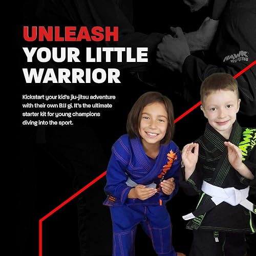 Miniatura 4 de Hawk Sports Jiu Jitsu brasileño Gi para niños, ultra ligero, extra resistente, tela premium para niños BJJ Gi