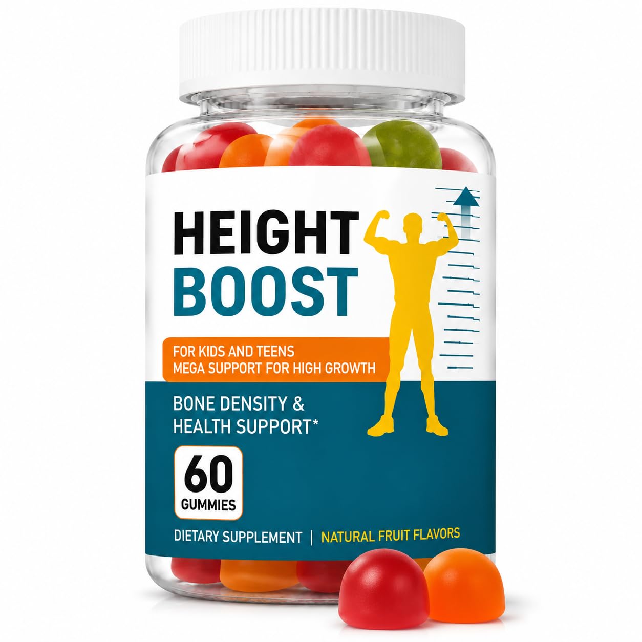 Height Boost Gummies for Kids Teens Calcium Vitamin D3 K2 60 Gummies