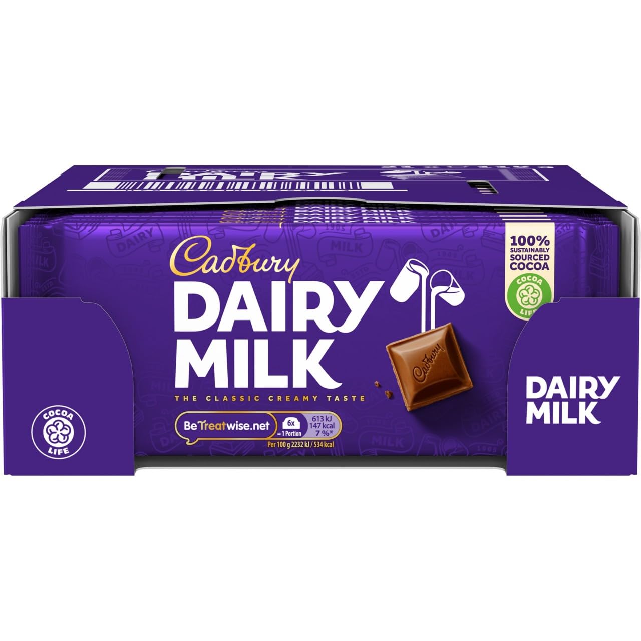 Dairy Milk Chocolate Bar 110g (Pack of 21 Bars)